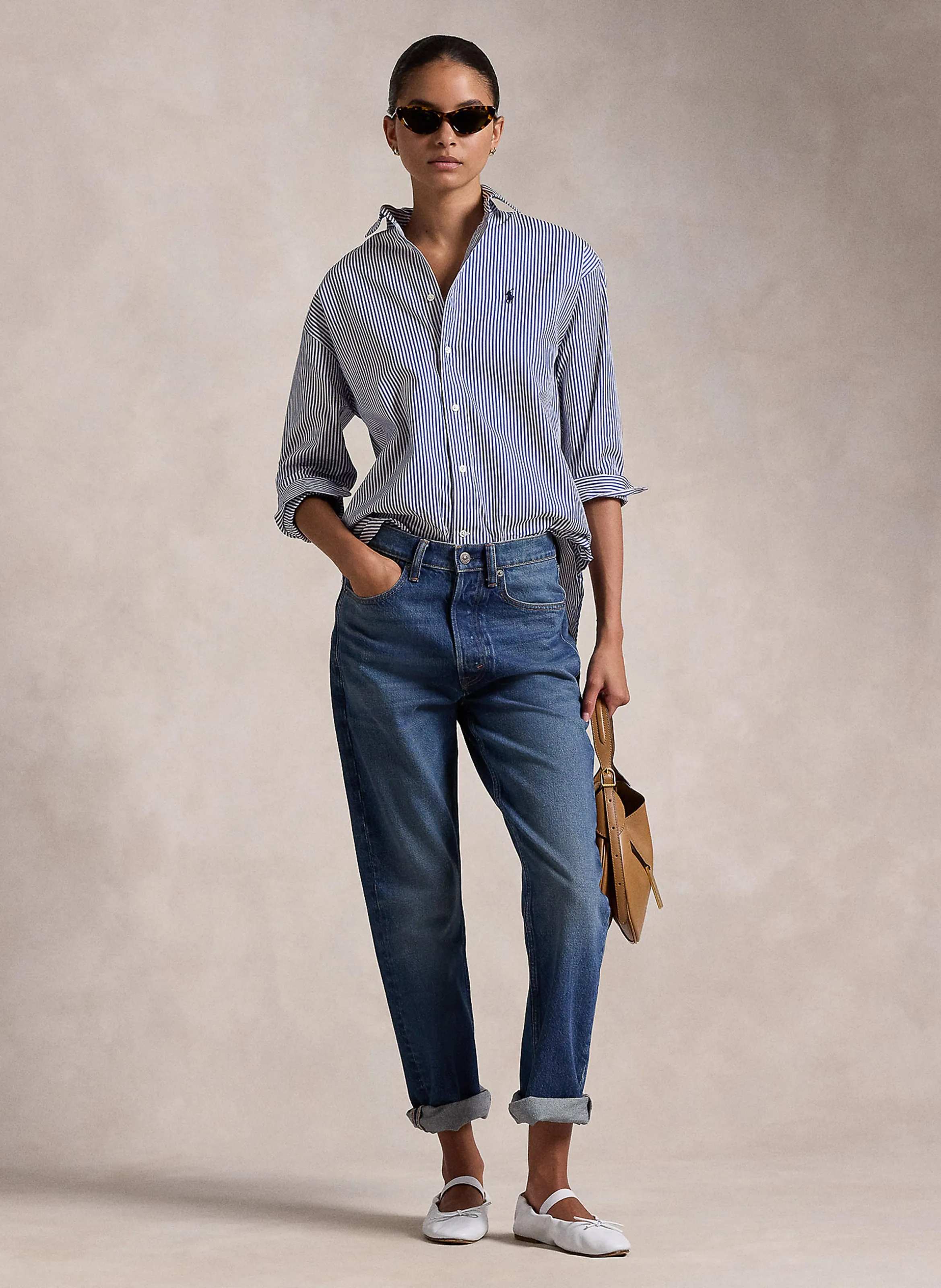  POLO RALPH LAUREN   Camicia diritta a collo polo in cotone a righe | Blu