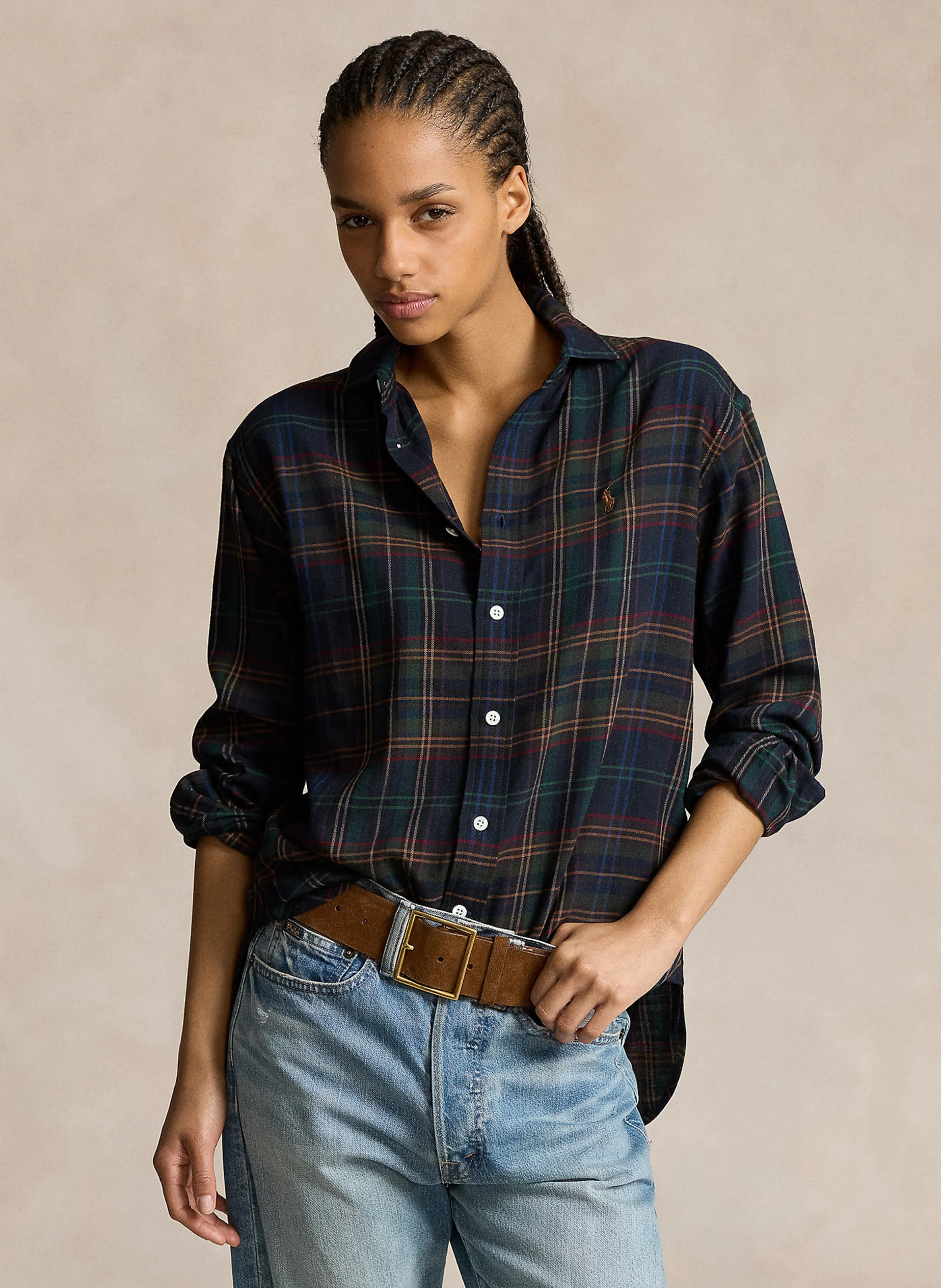  POLO RALPH LAUREN   Camicia dritta collo classico in misto cotone | Blu