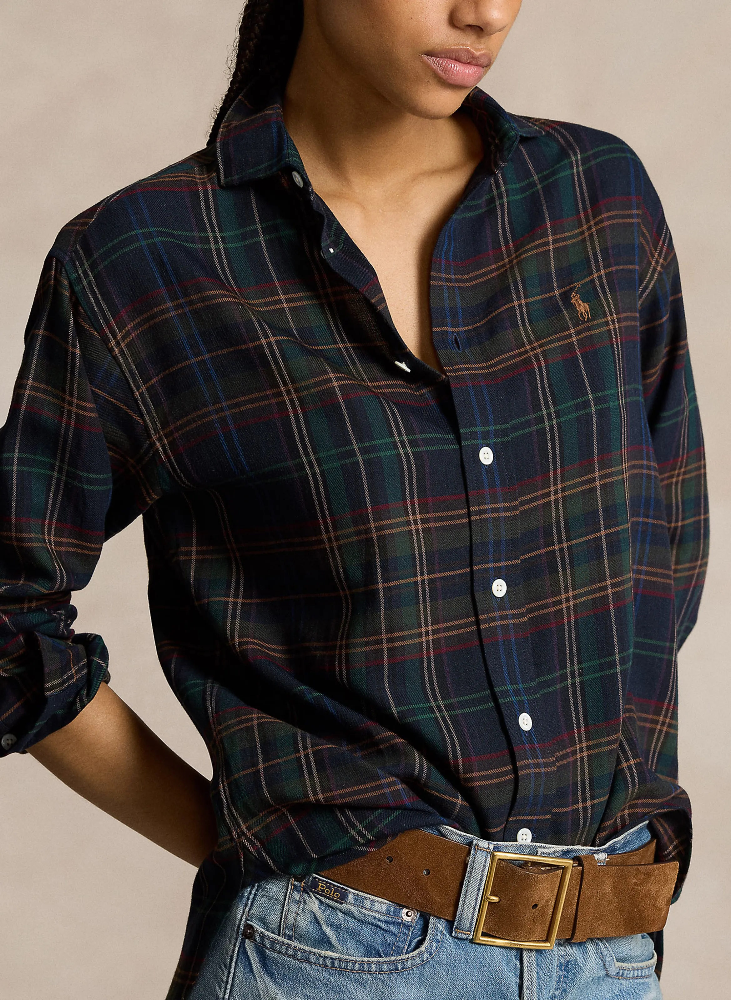  POLO RALPH LAUREN   Camicia dritta collo classico in misto cotone | Blu
