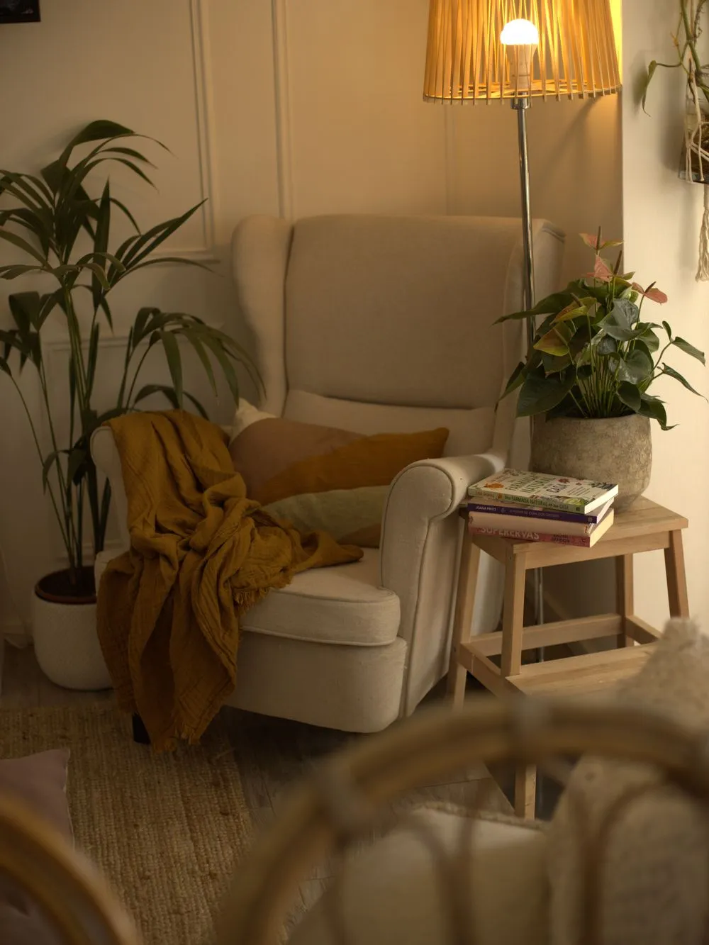 Poltrona Wingback ABSON Tessuto Beige chiaro