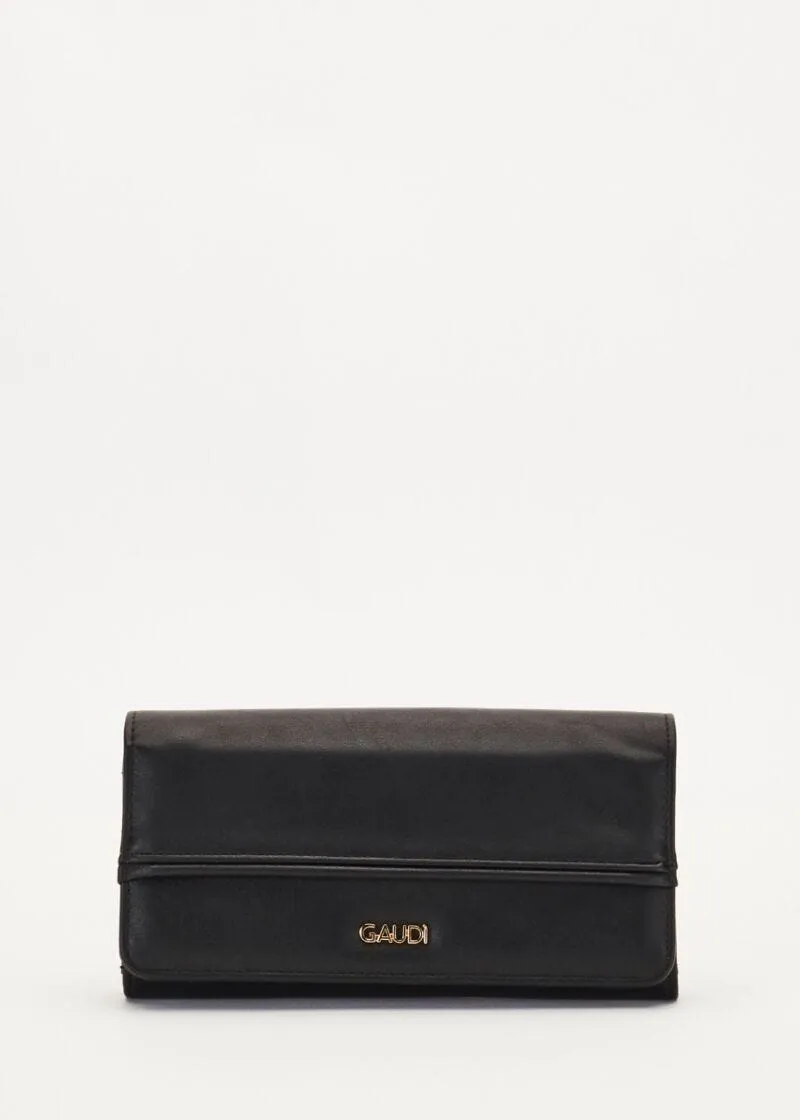 Portafoglio-clutch con logo metallico