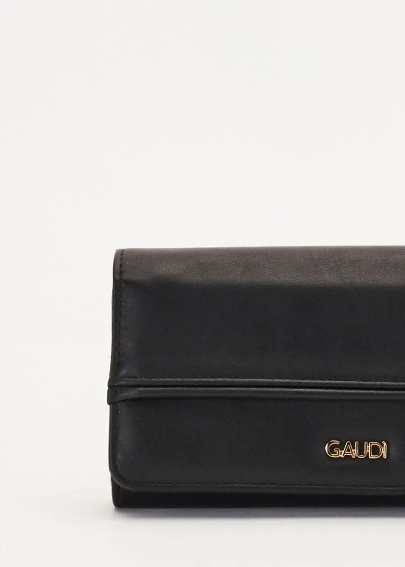 Portafoglio-clutch con logo metallico