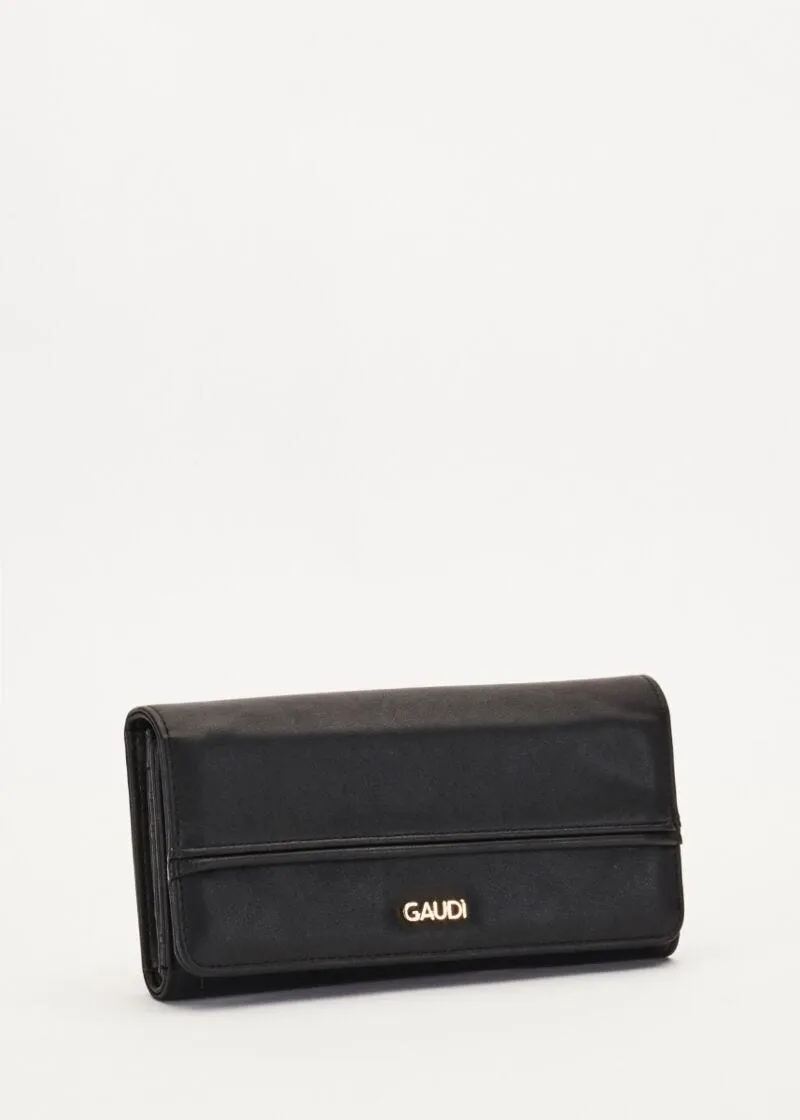 Portafoglio-clutch con logo metallico