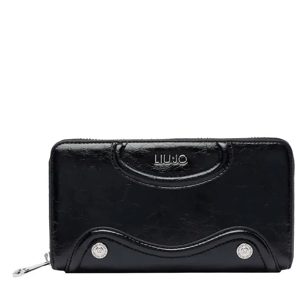 Portafoglio Donna Zip Around Lucido LIU JO Silk Nero