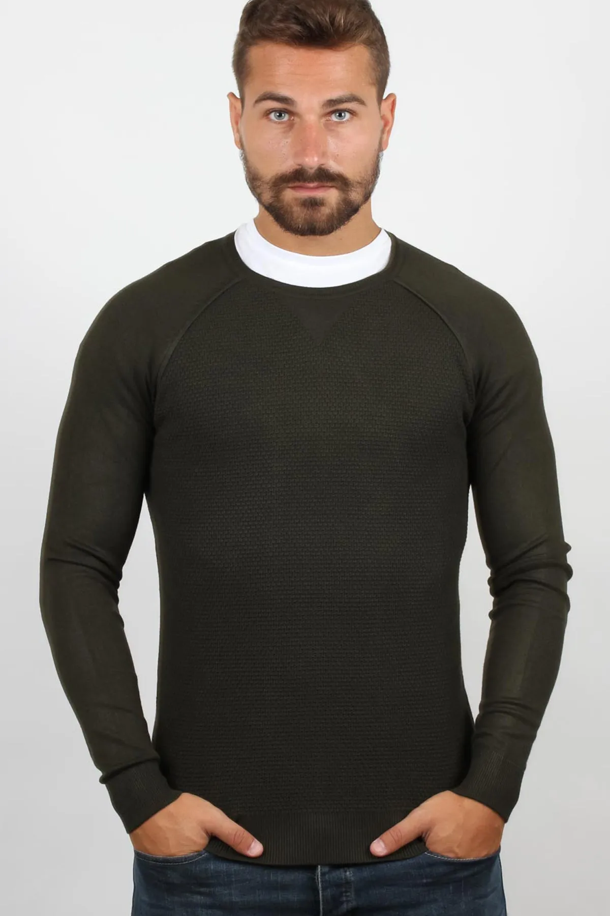 Pullover uomo punto riso