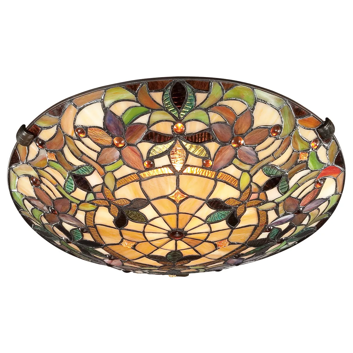 Quoizel  Plafoniera classica in metallo e diffusore rotondo in vetro tiffany con 2 luci Kami - 60W