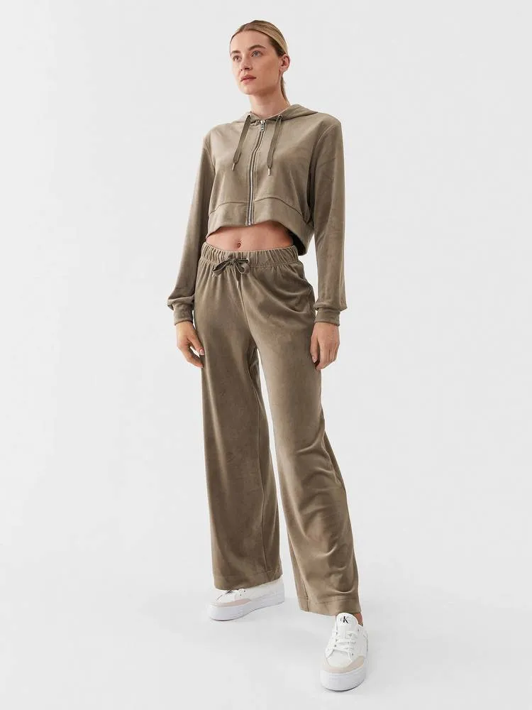 Rebel Cropped Zip Hood - Felpa Corta in Velluto