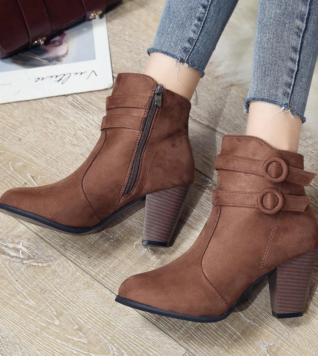 Red Boots Women  Ankle Boots For Women High Heel Autumn Shoes Women Fashion Zipper Boots Size 43 Botas Mujer  Womens Bo
