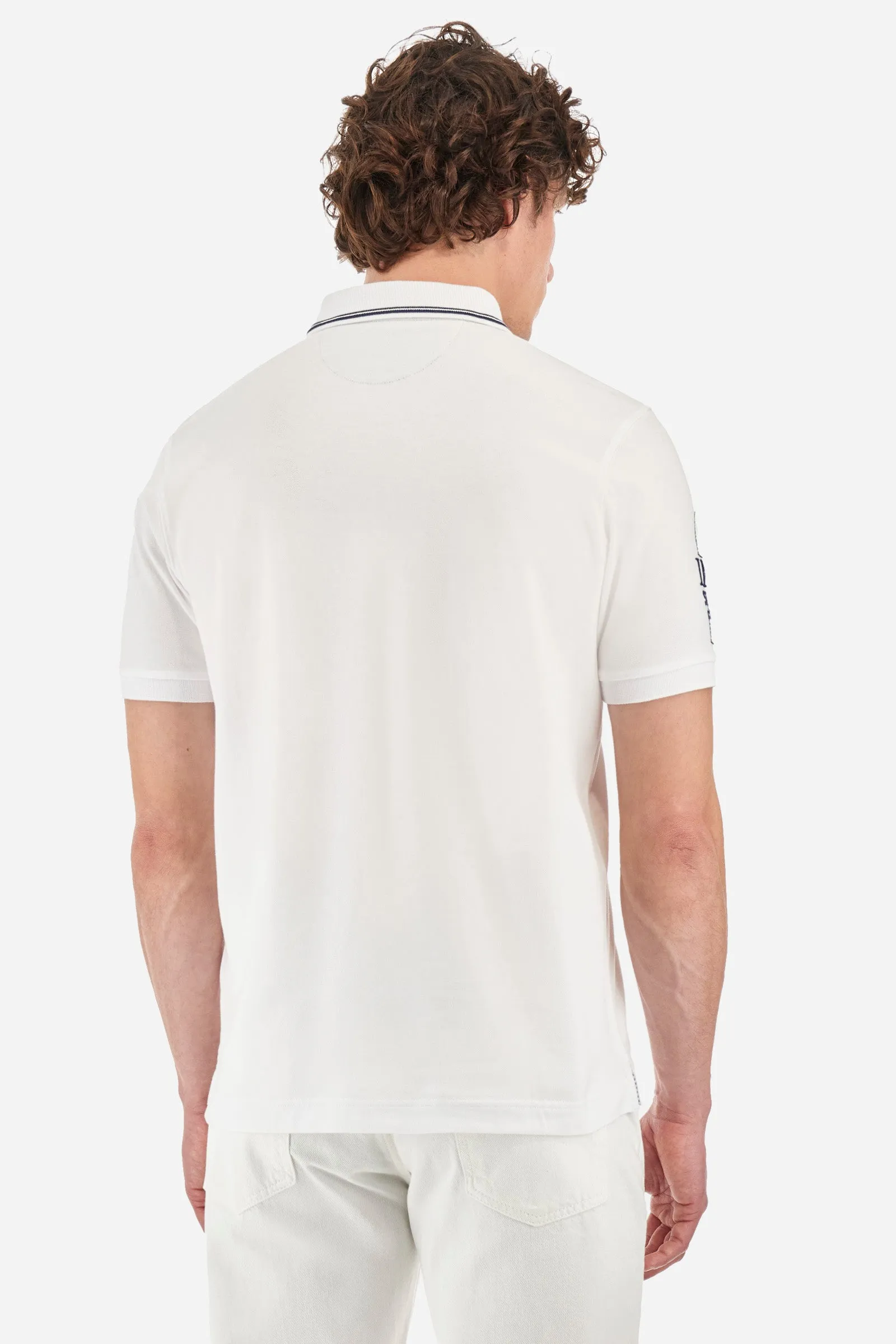 Regular-fit polo shirt in elasticated cotton - Yoshihiko