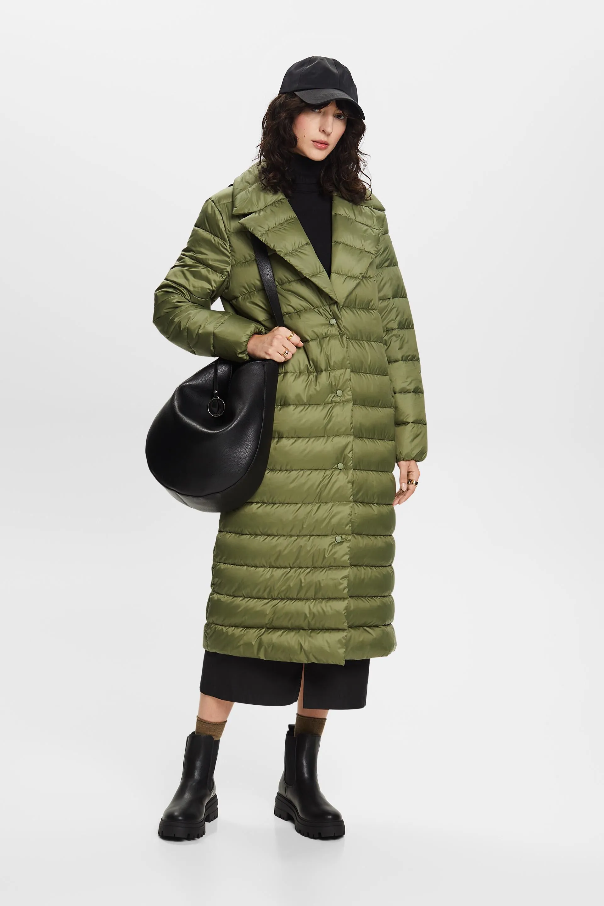 Riciclato: cappotto trapuntato con risvolto