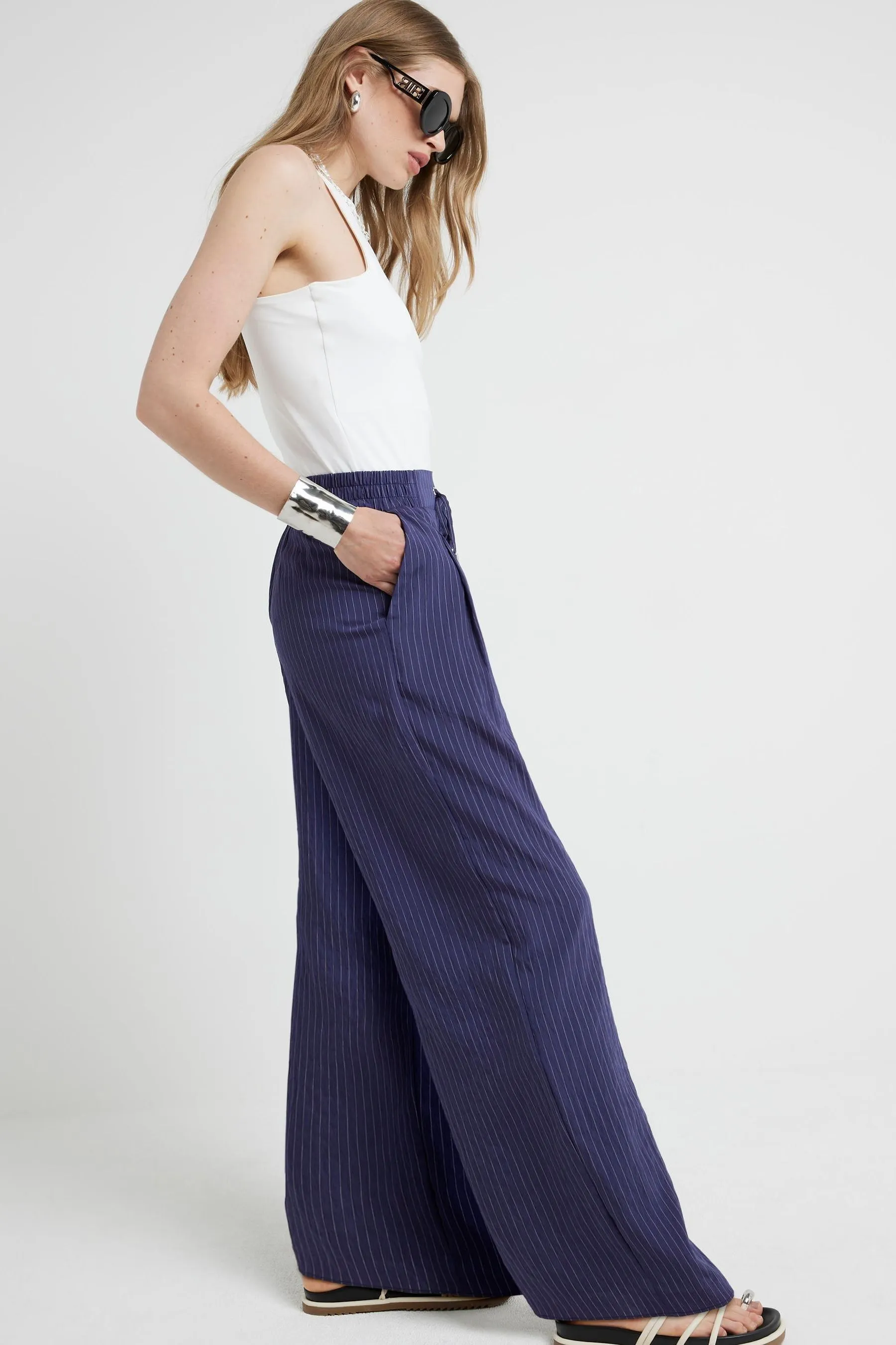 River Island A righe - Pantaloni ampio