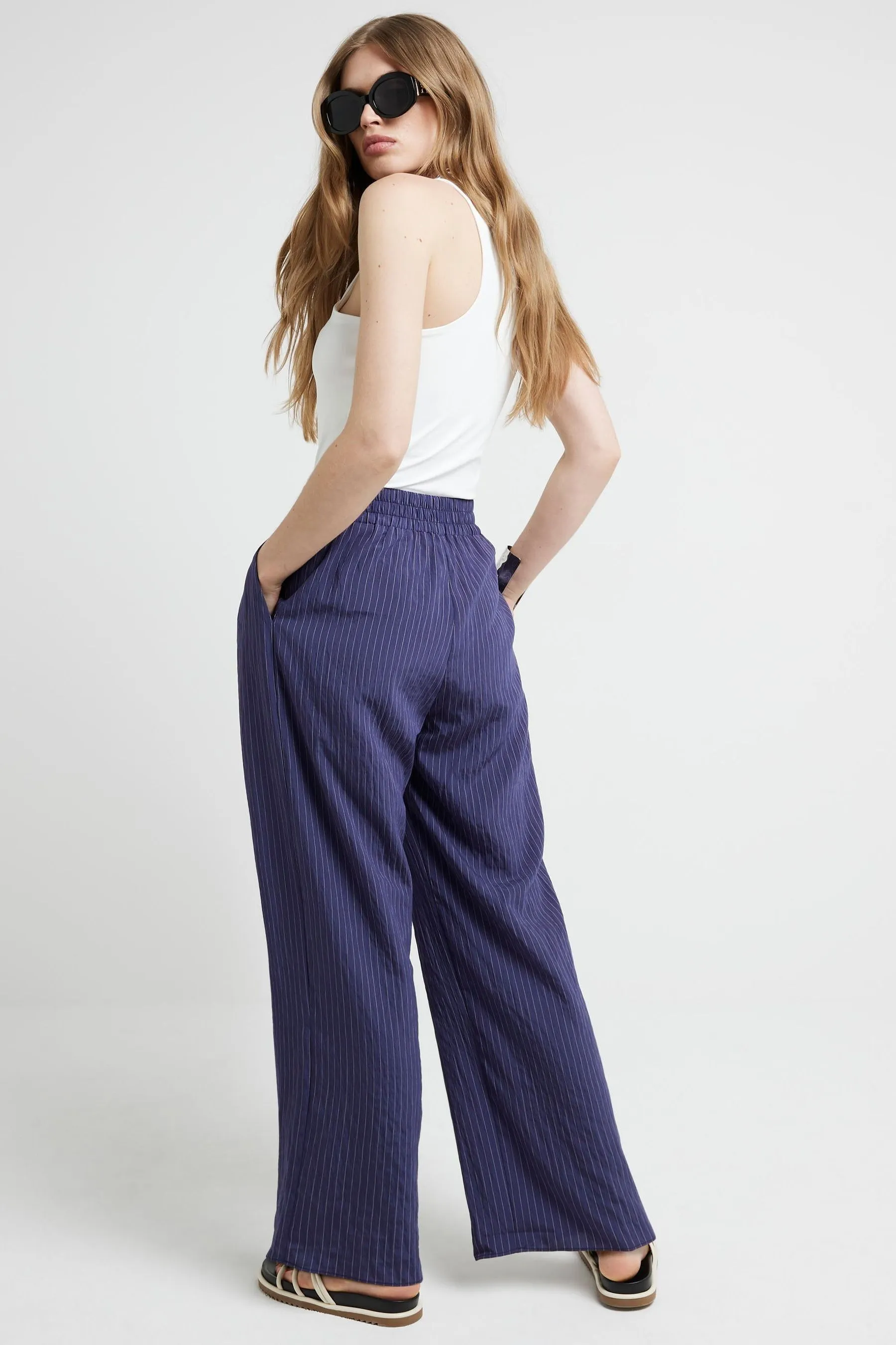 River Island A righe - Pantaloni ampio