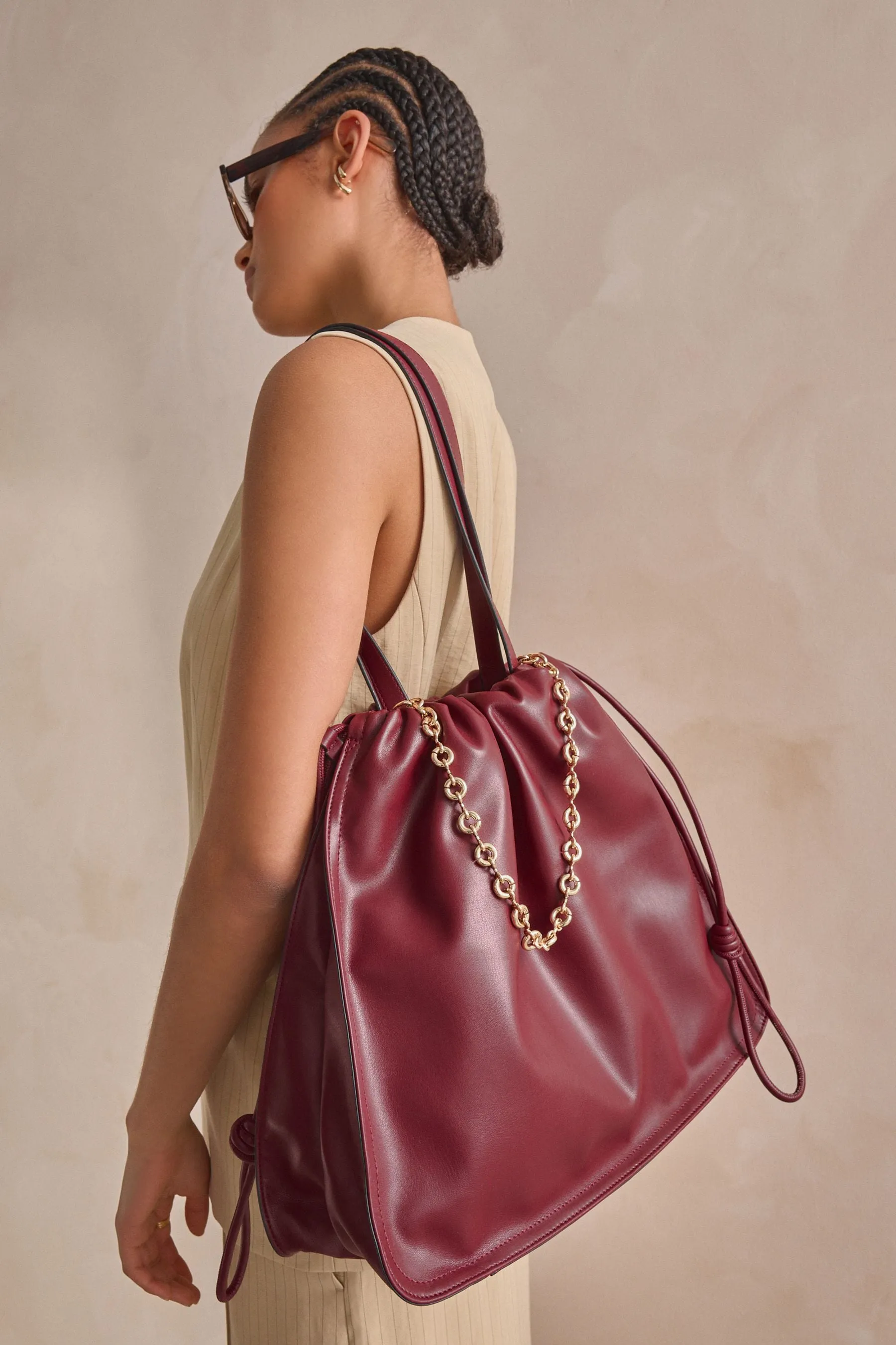 Rosso Bacca  - Borsa per spalle con catena
