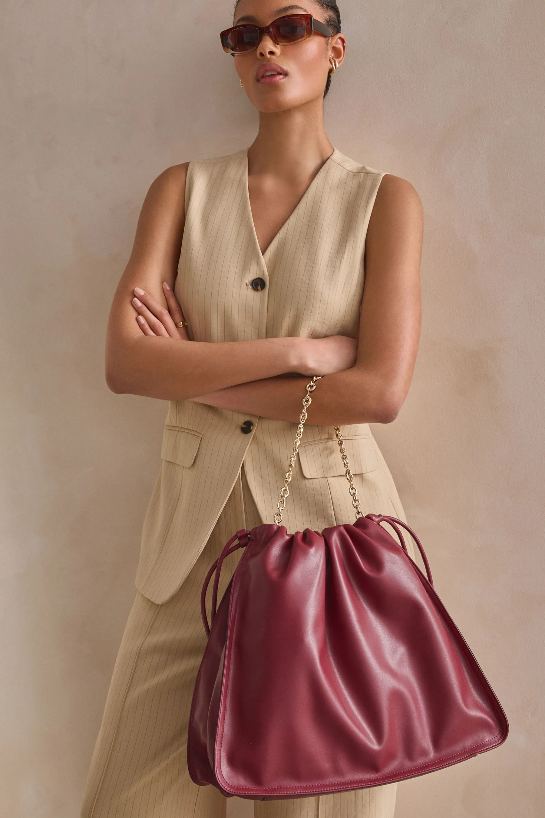 Rosso Bacca  - Borsa per spalle con catena