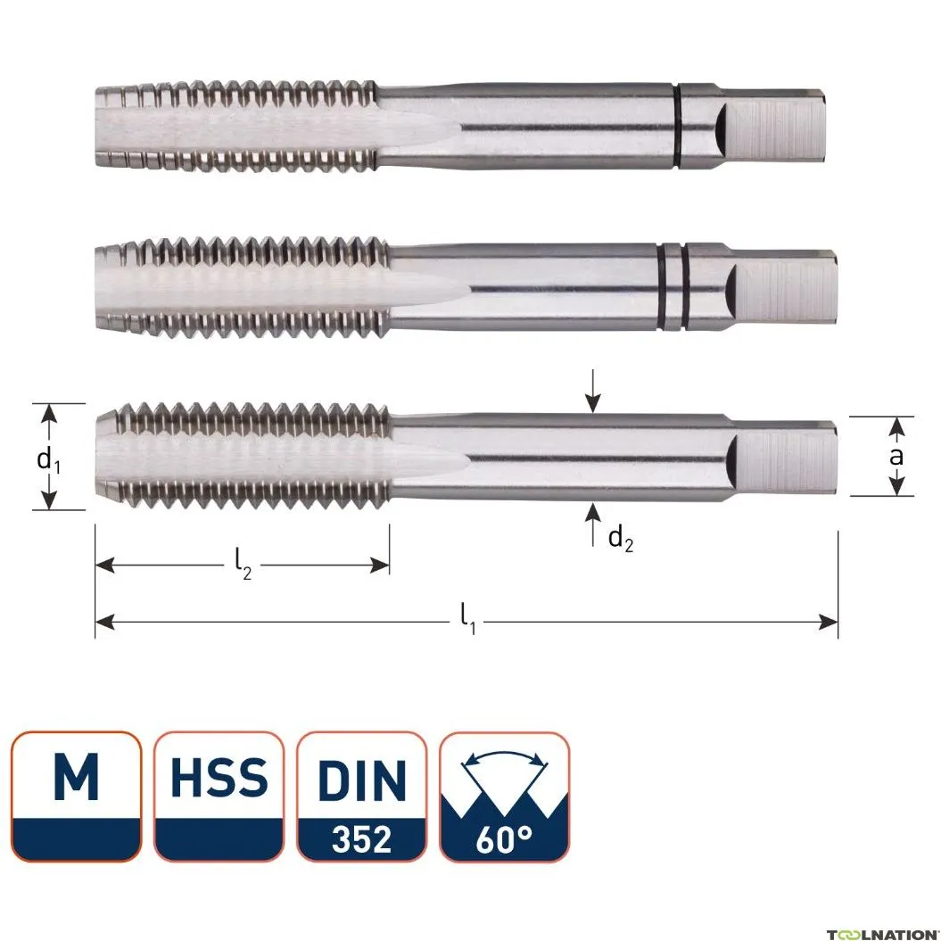 Rotec 300.4800 HSS Set di rubinetti a mano 3 pezzi DIN 352 metrico M48x5.0