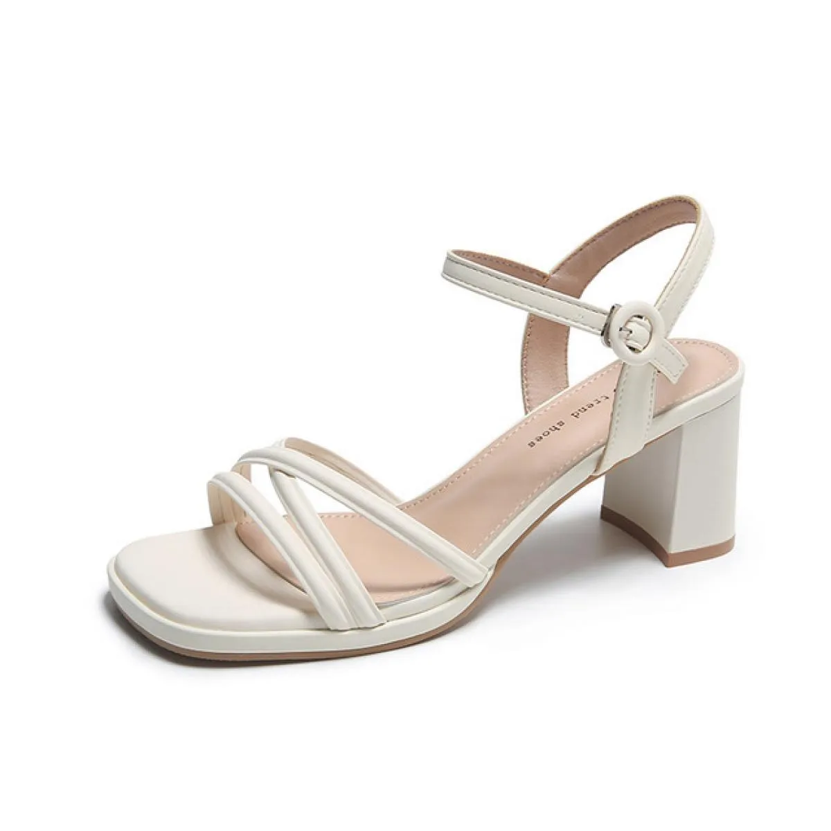 Sandali da donna Estate Nuove scarpe alte con tacco quadrato Sandali romani alla moda Pantofole da donna con punta aperta in bia