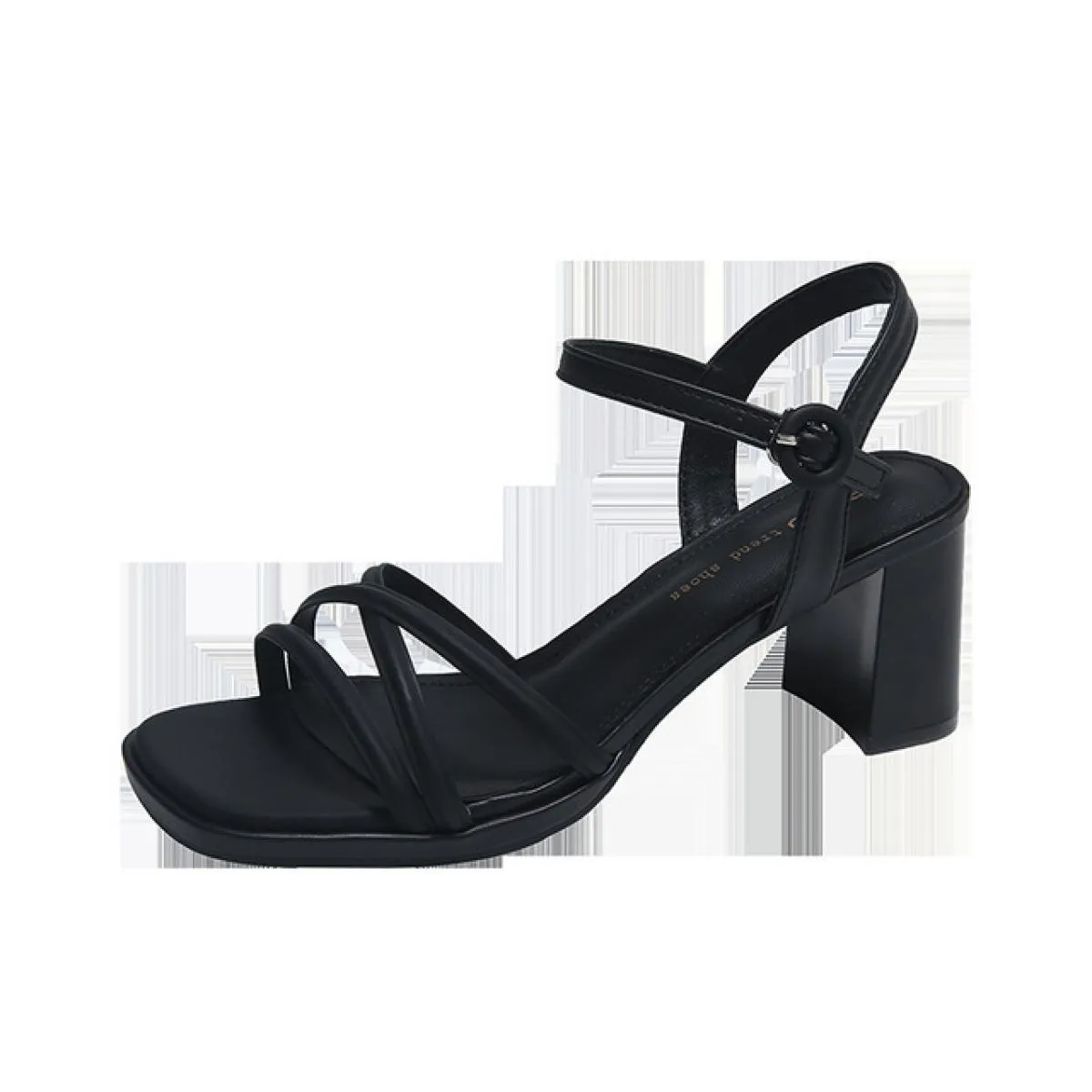 Sandali da donna Estate Nuove scarpe alte con tacco quadrato Sandali romani alla moda Pantofole da donna con punta aperta in bia