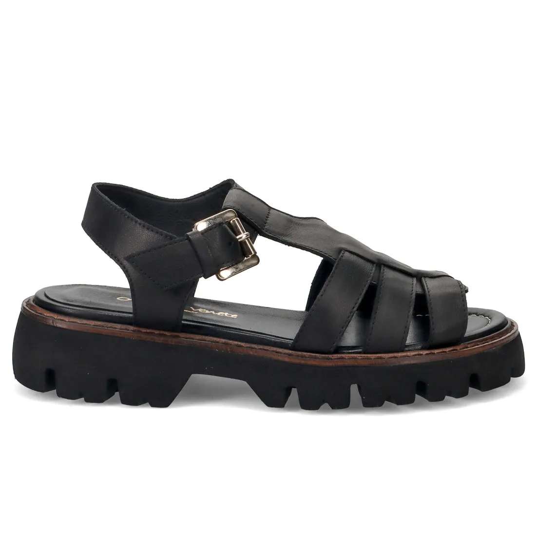 Sandalo da donna Officine Venete in pelle nera