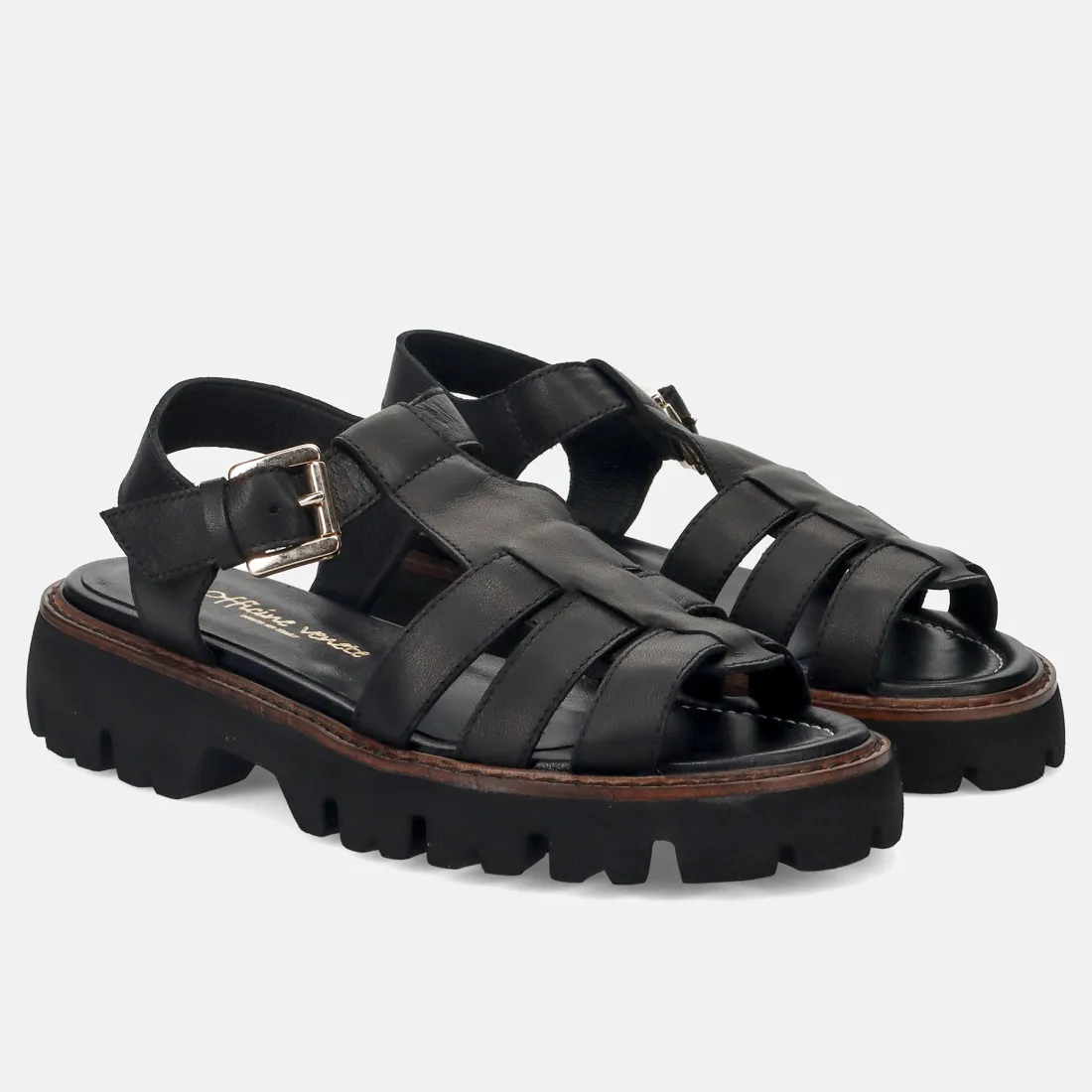 Sandalo da donna Officine Venete in pelle nera