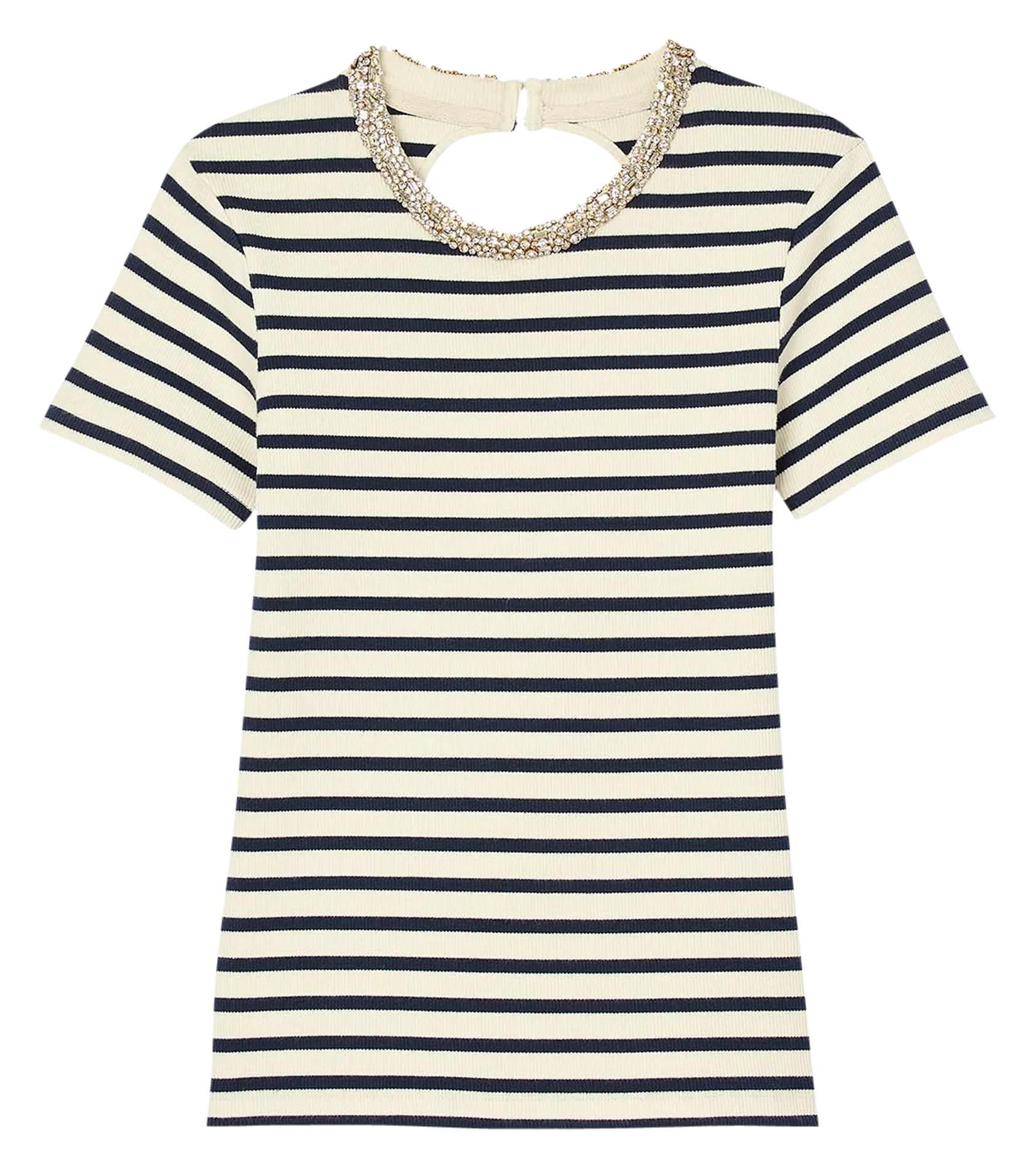  SANDRO   Maglietta aderente in cotone misto stampato | Blu