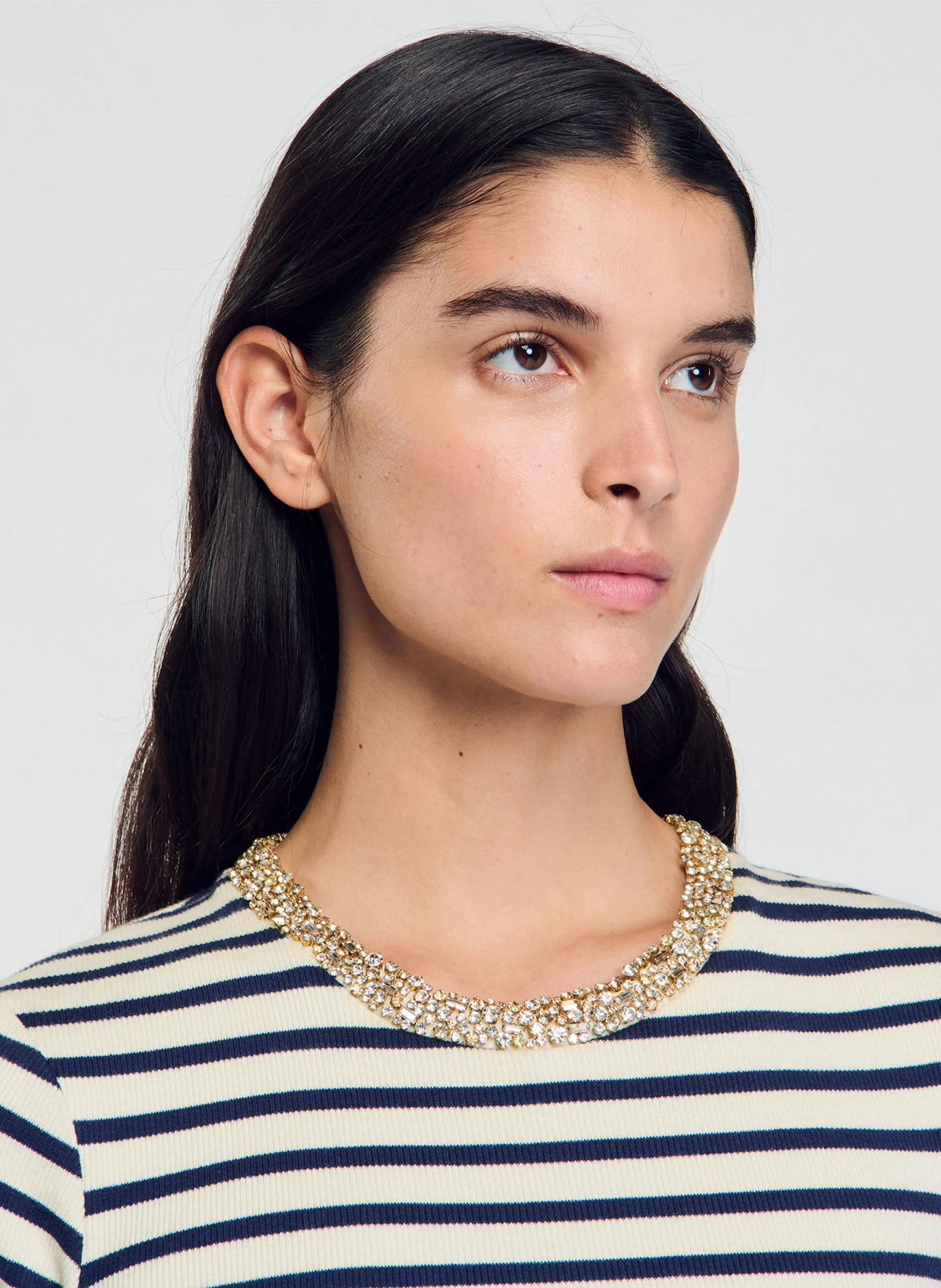  SANDRO   Maglietta aderente in cotone misto stampato | Blu
