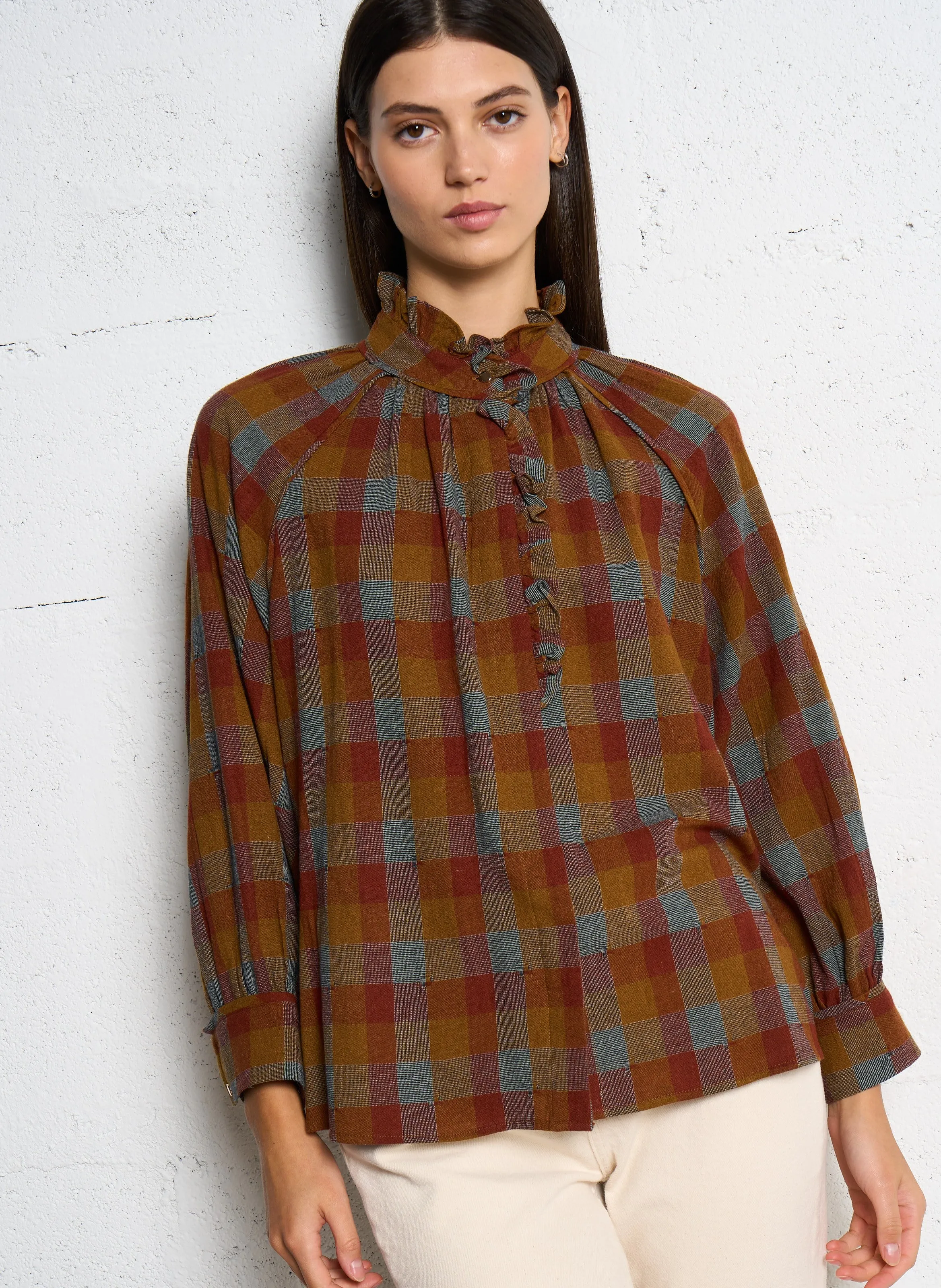  SEE U SOON   Camicia ampia a collo alto in cotone | Multicolore