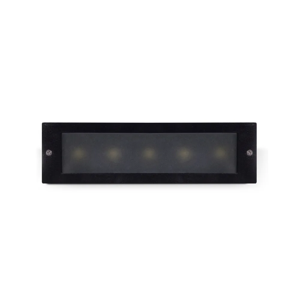 Segnapasso Led Nero 5W da incasso a parete Rettangolare IP65 Bianco caldo 3000K Wisdom