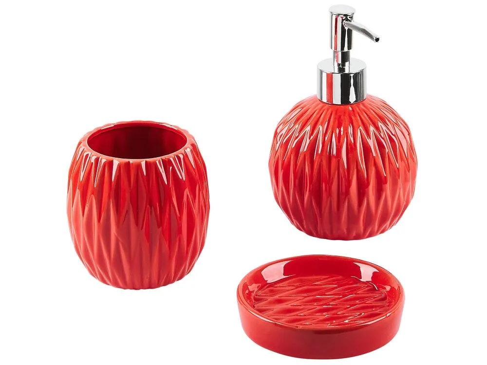 Set da 3 accessori per il bagno BELEM Ceramica Rosso
