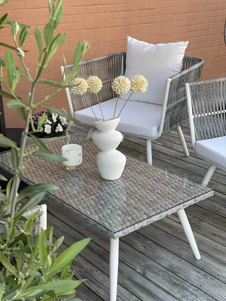 Set da giardino con tavolo 4 posti RAGUSA Bianco sporco