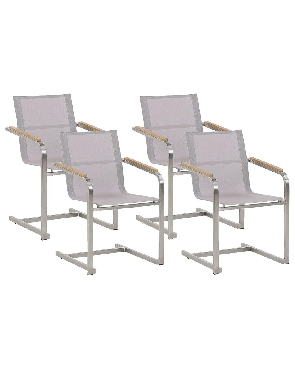 Set of 4 Garden Chairs COSOLETO Stainless Steel Beige