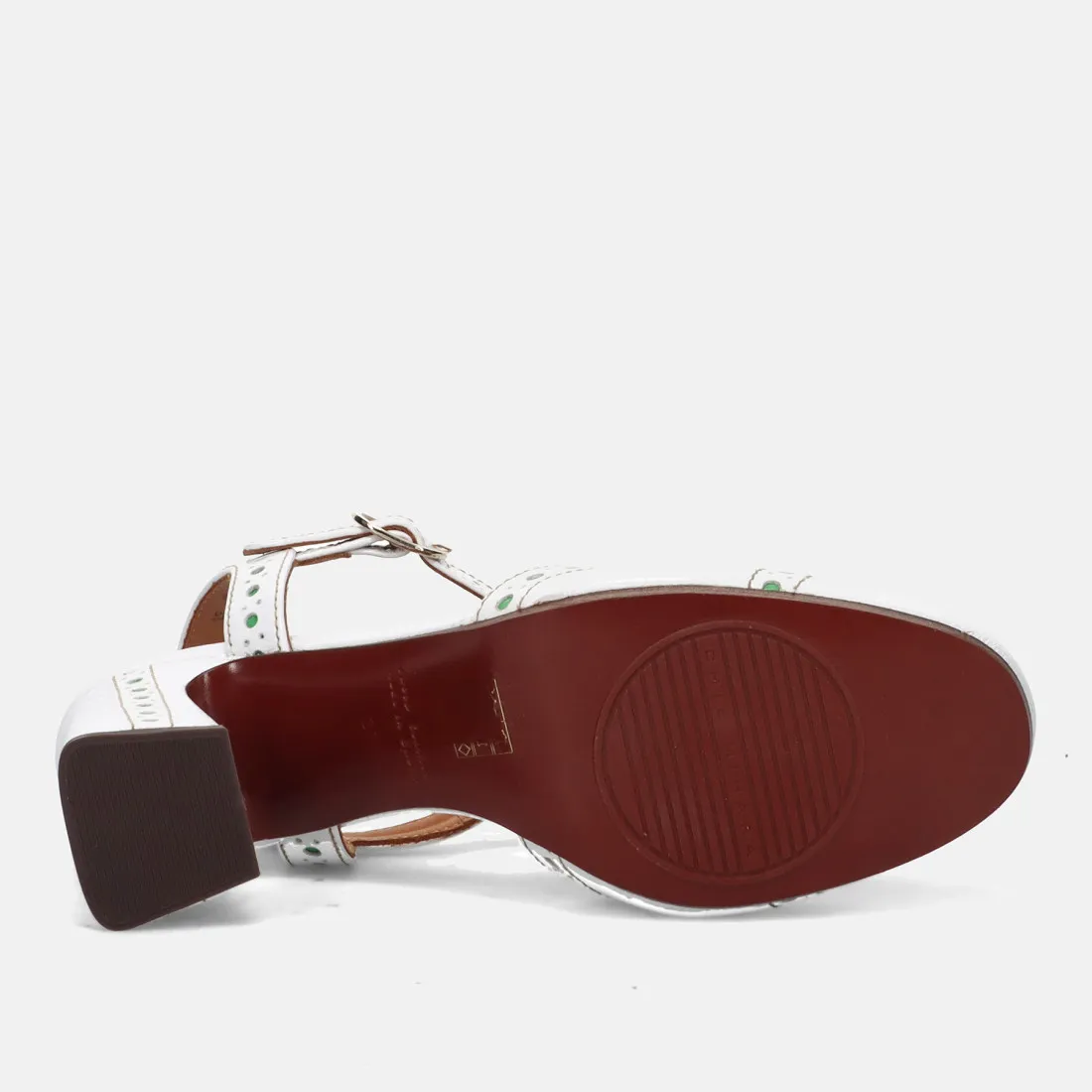 Slingback Chie Mihara Mira bianca e verde in pelle lucida
