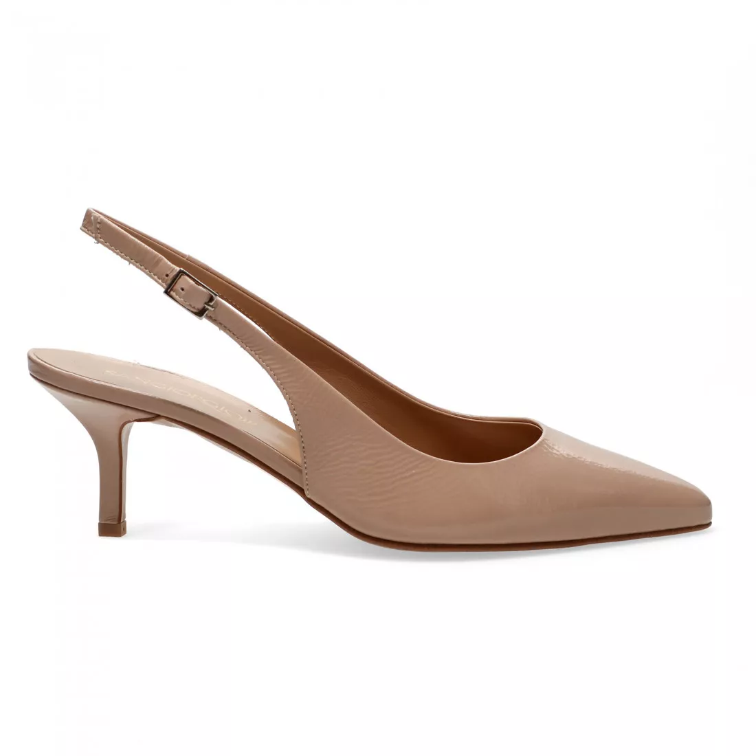 Slingback Sangiorgio rosa in pelle lucida con tacco medio