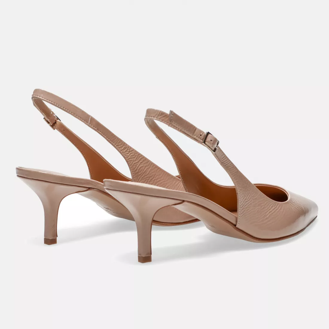 Slingback Sangiorgio rosa in pelle lucida con tacco medio