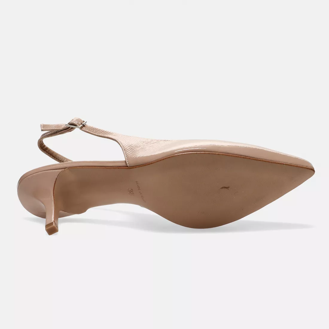 Slingback Sangiorgio rosa in pelle lucida con tacco medio