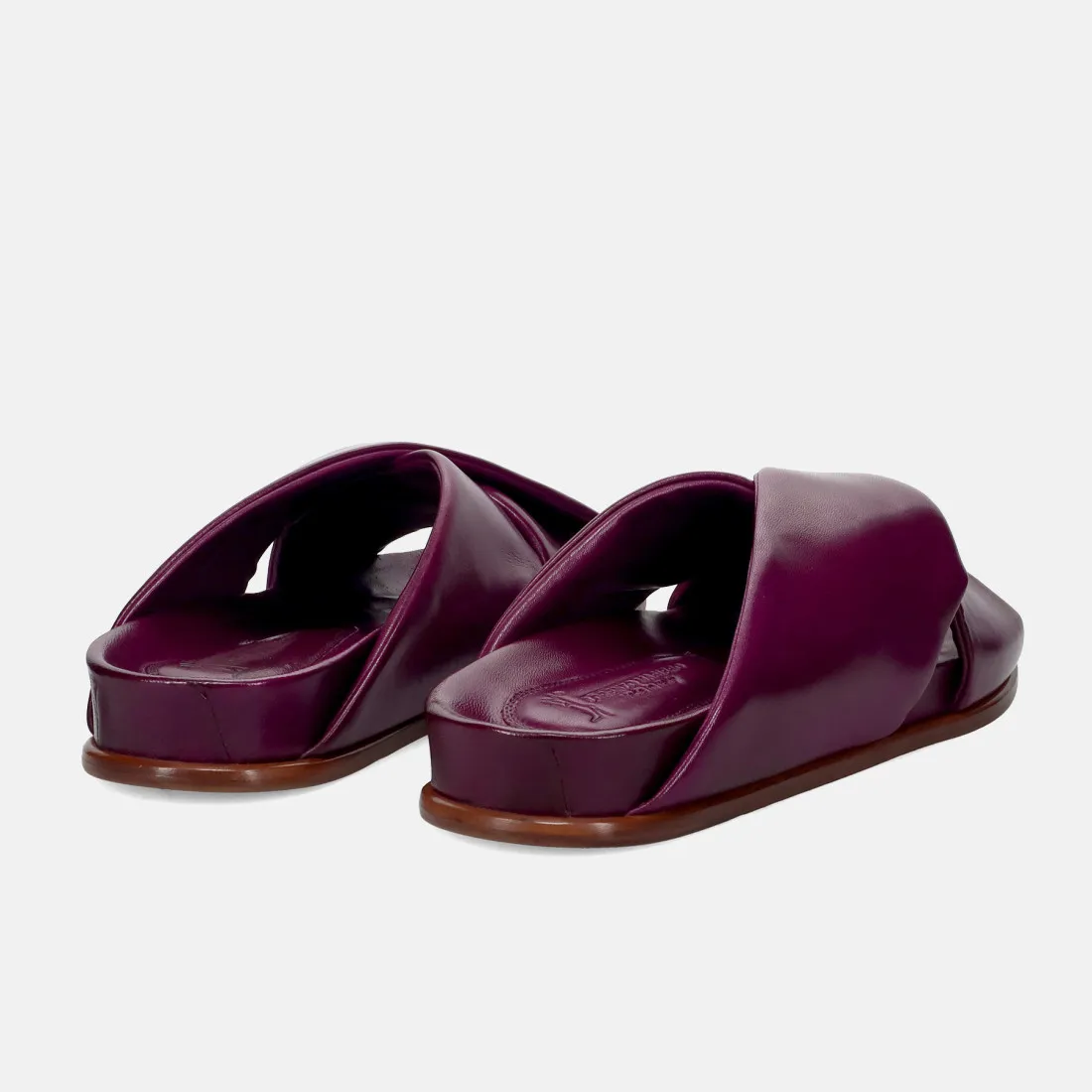 Slipper da donna Lorenzo Masiero in nappa imbottita viola con morbido plantare
