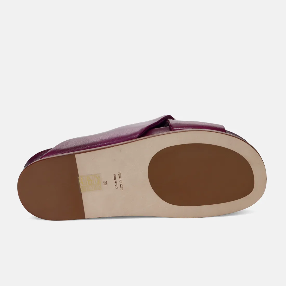 Slipper da donna Lorenzo Masiero in nappa imbottita viola con morbido plantare