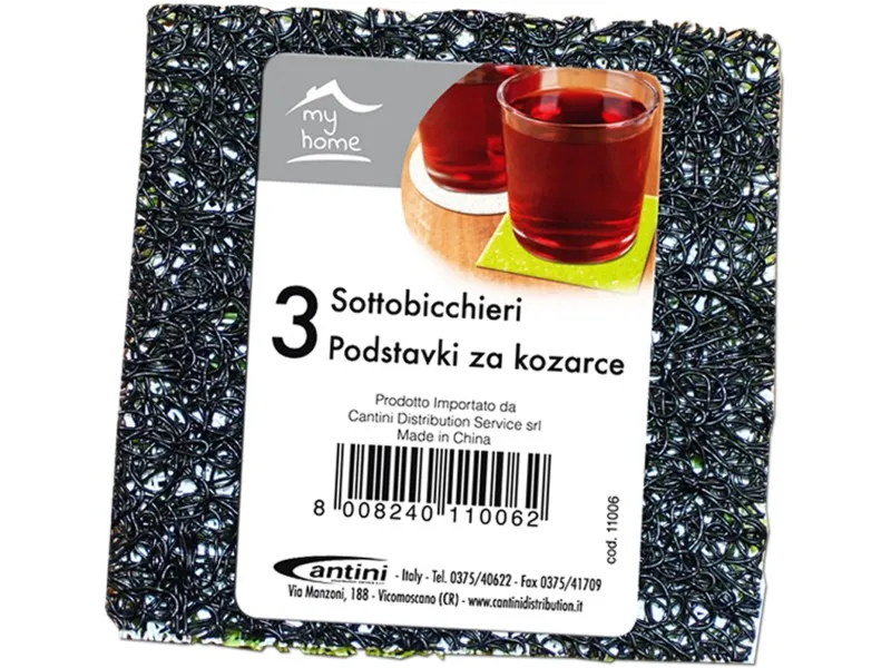 Sottobicchieri set 3 pezzi colori assortiti