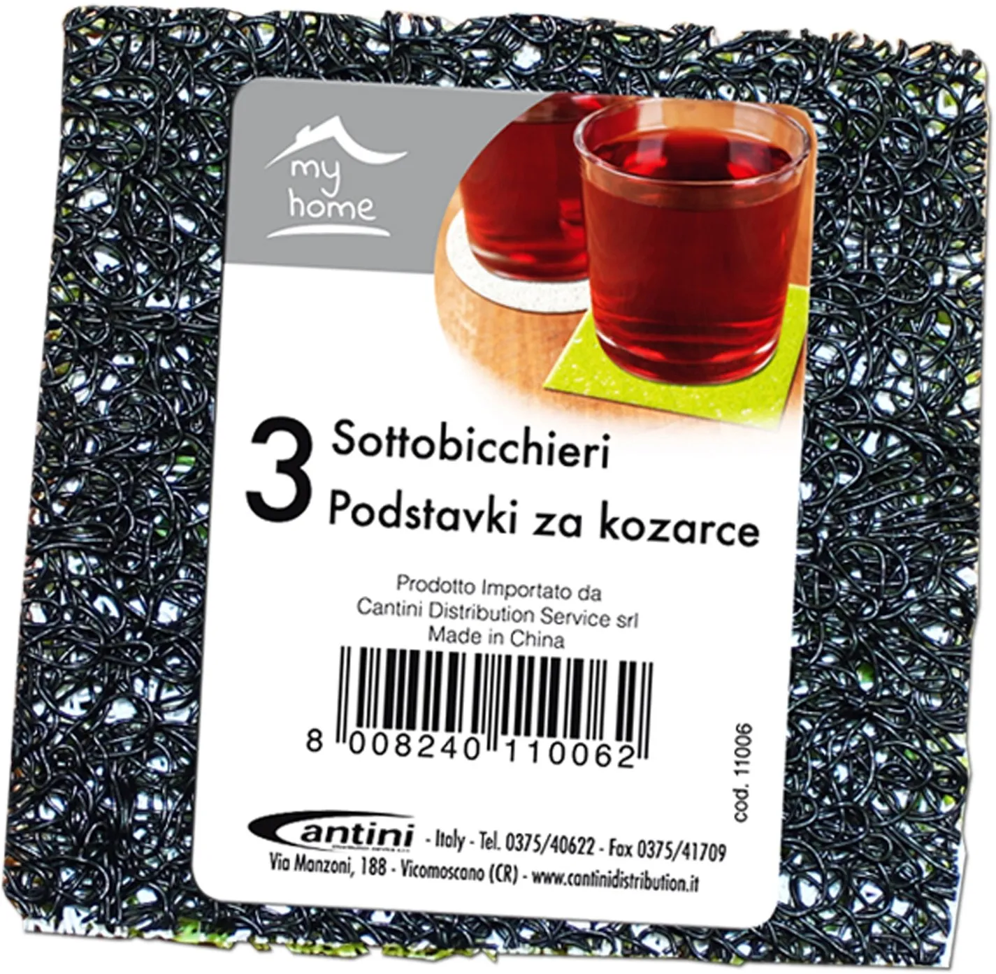 Sottobicchieri set 3 pezzi colori assortiti