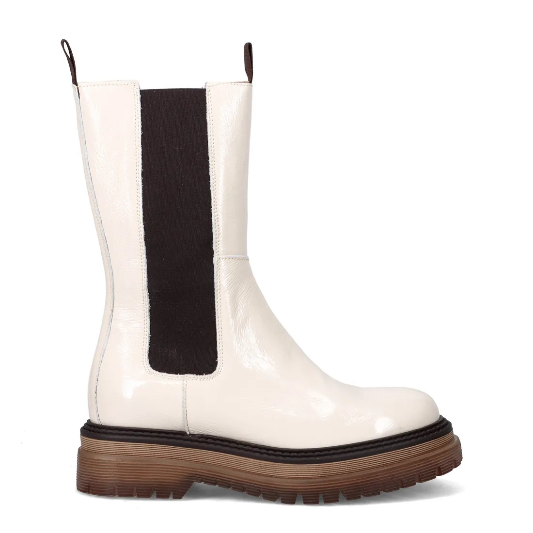 Stivaletto combat da donna Les Tulipes in naplak latte