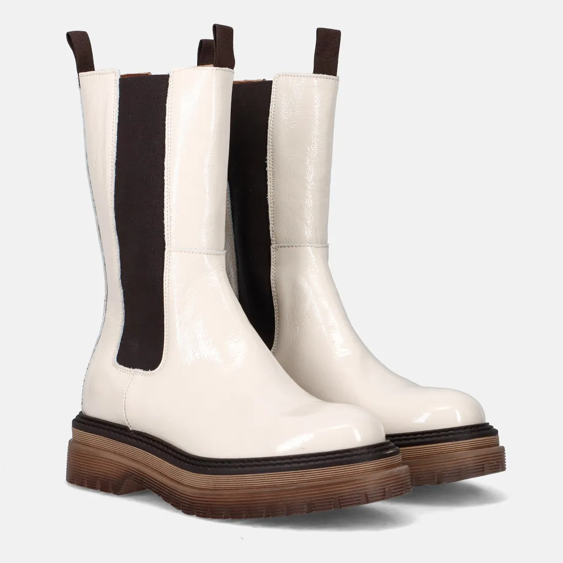 Stivaletto combat da donna Les Tulipes in naplak latte