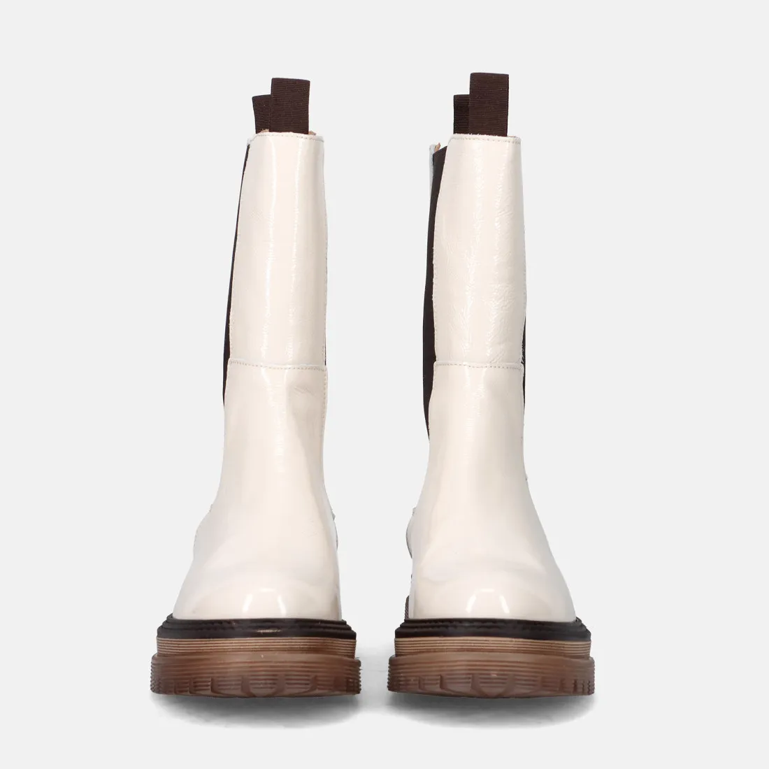 Stivaletto combat da donna Les Tulipes in naplak latte