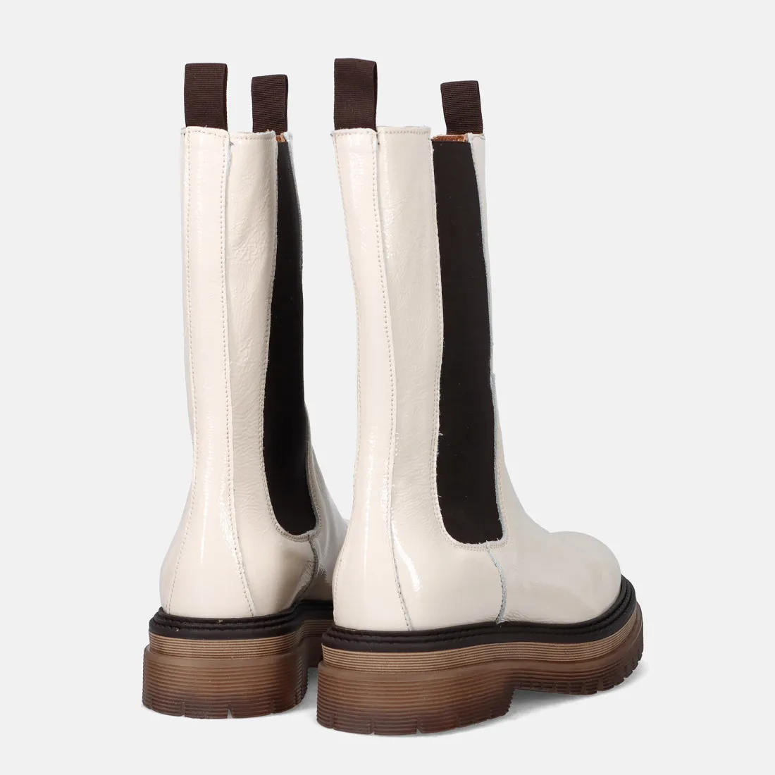 Stivaletto combat da donna Les Tulipes in naplak latte