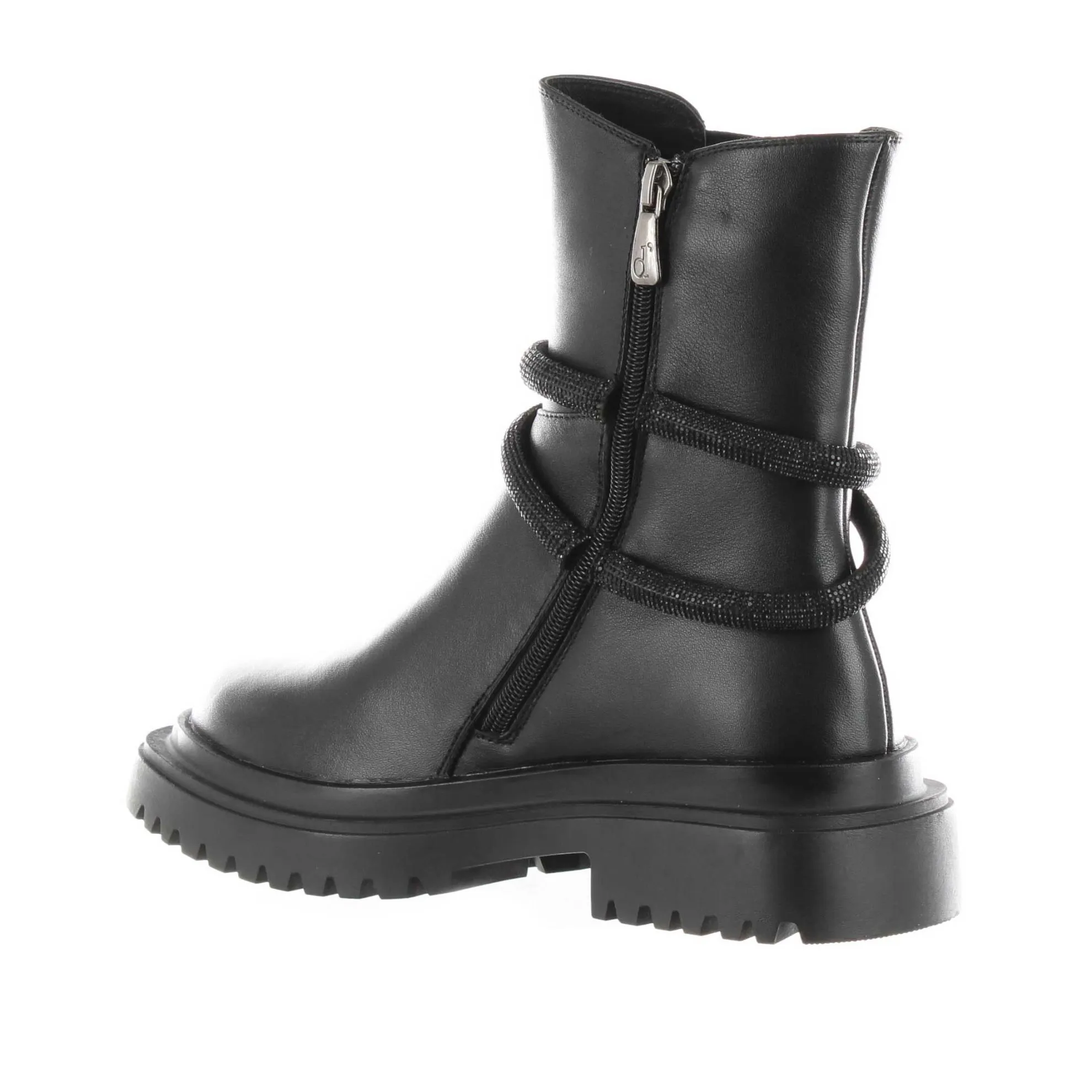 Stivaletto in pelle con strass