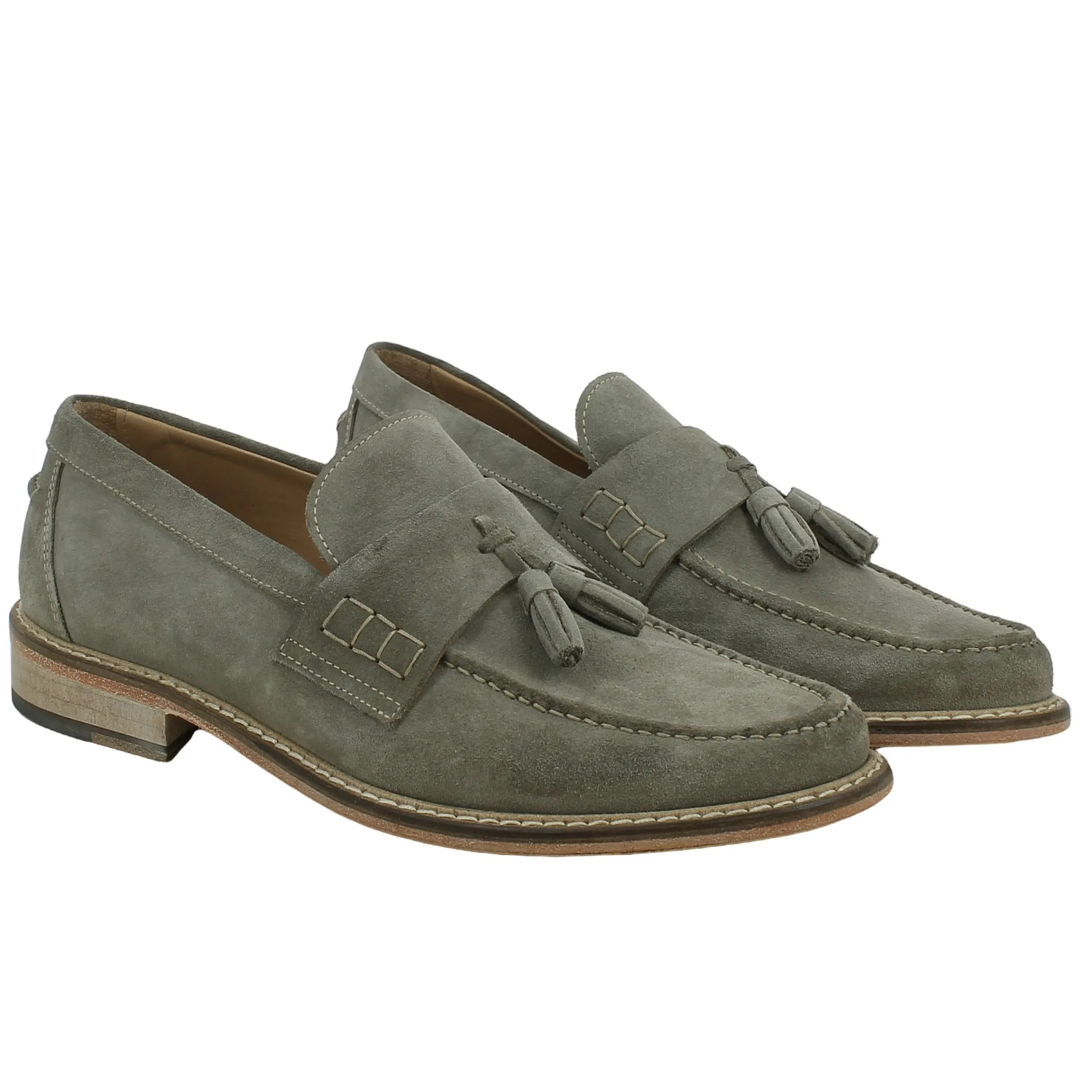 Super Varese  Mocassino in Velour Taupe con nappe 