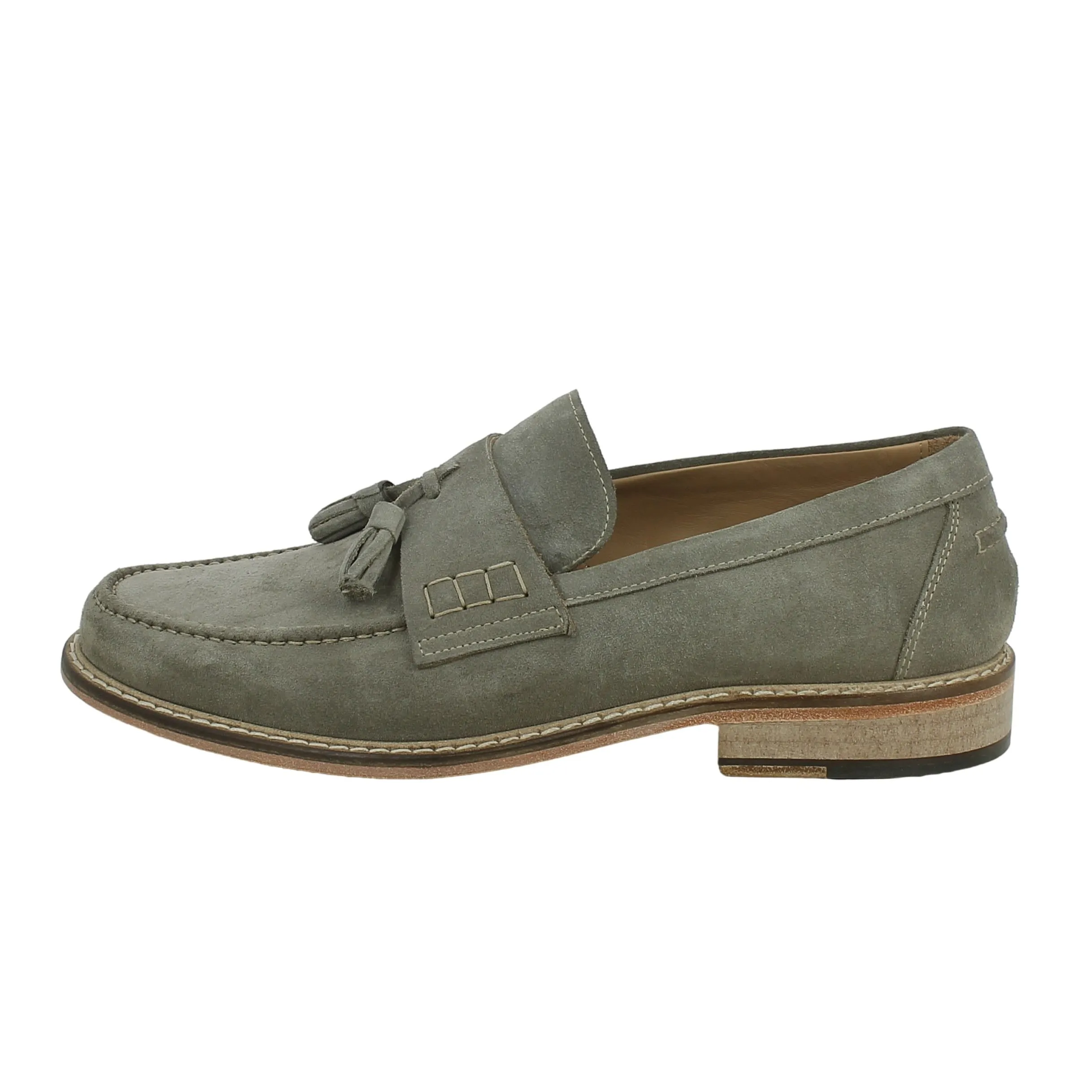 Super Varese  Mocassino in Velour Taupe con nappe 