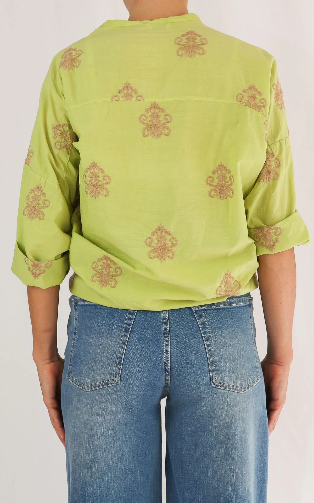 SUSYMIX – Camicia coreana ricamo – KIWI