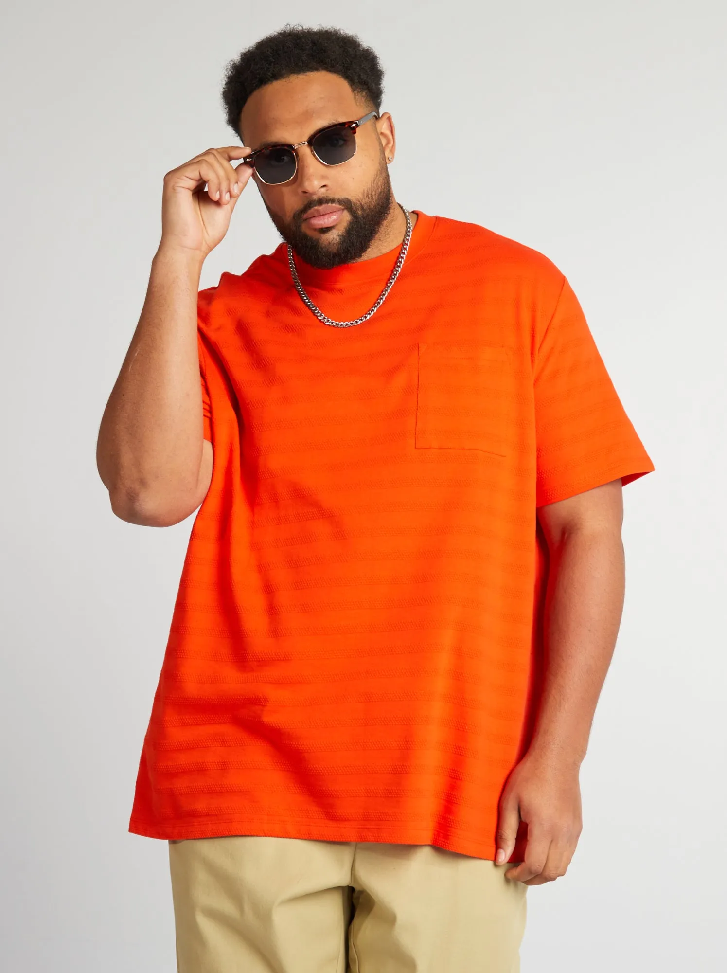 T-shirt in tessuto fantasia - ARANCIONE