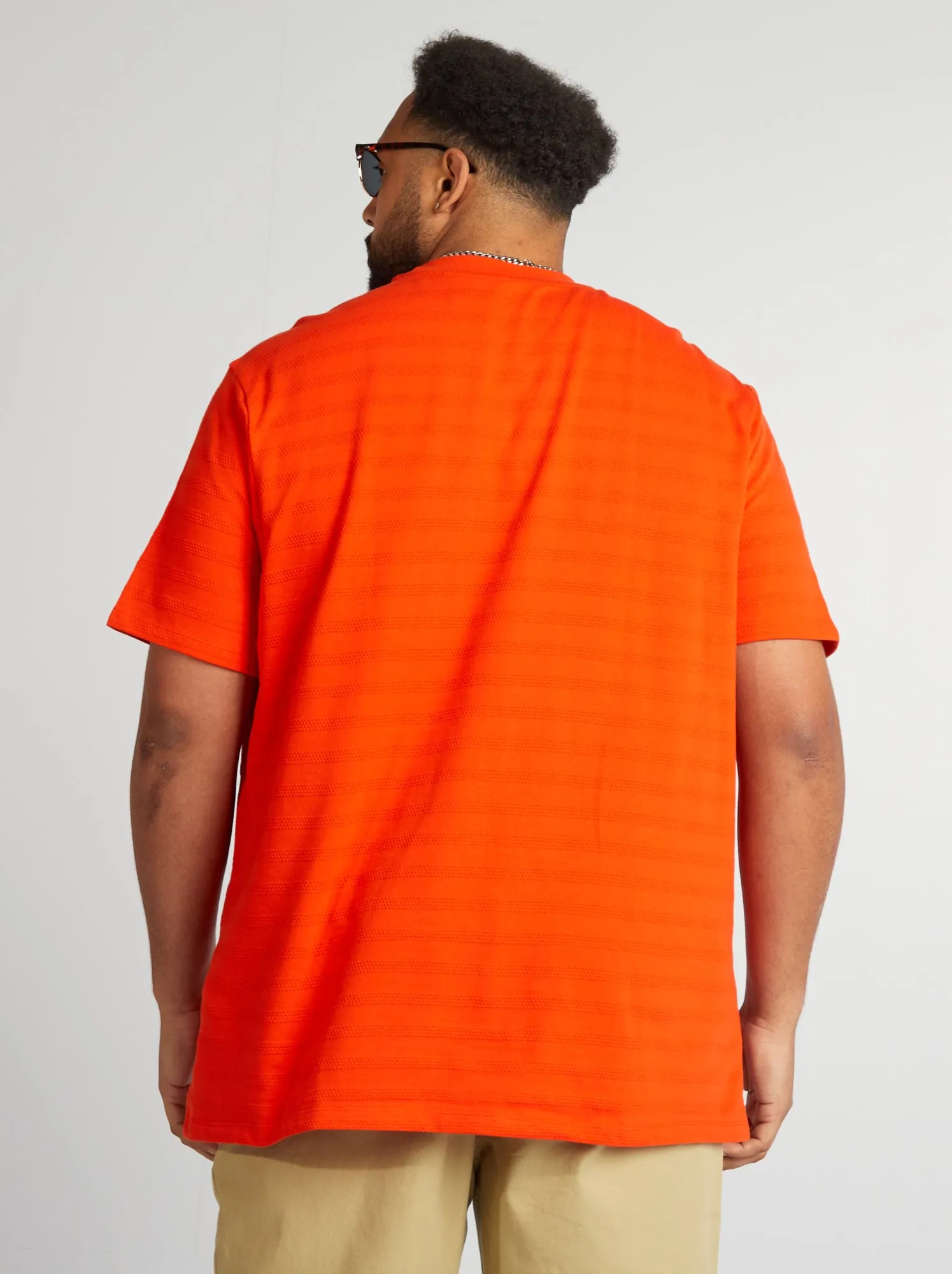 T-shirt in tessuto fantasia - ARANCIONE