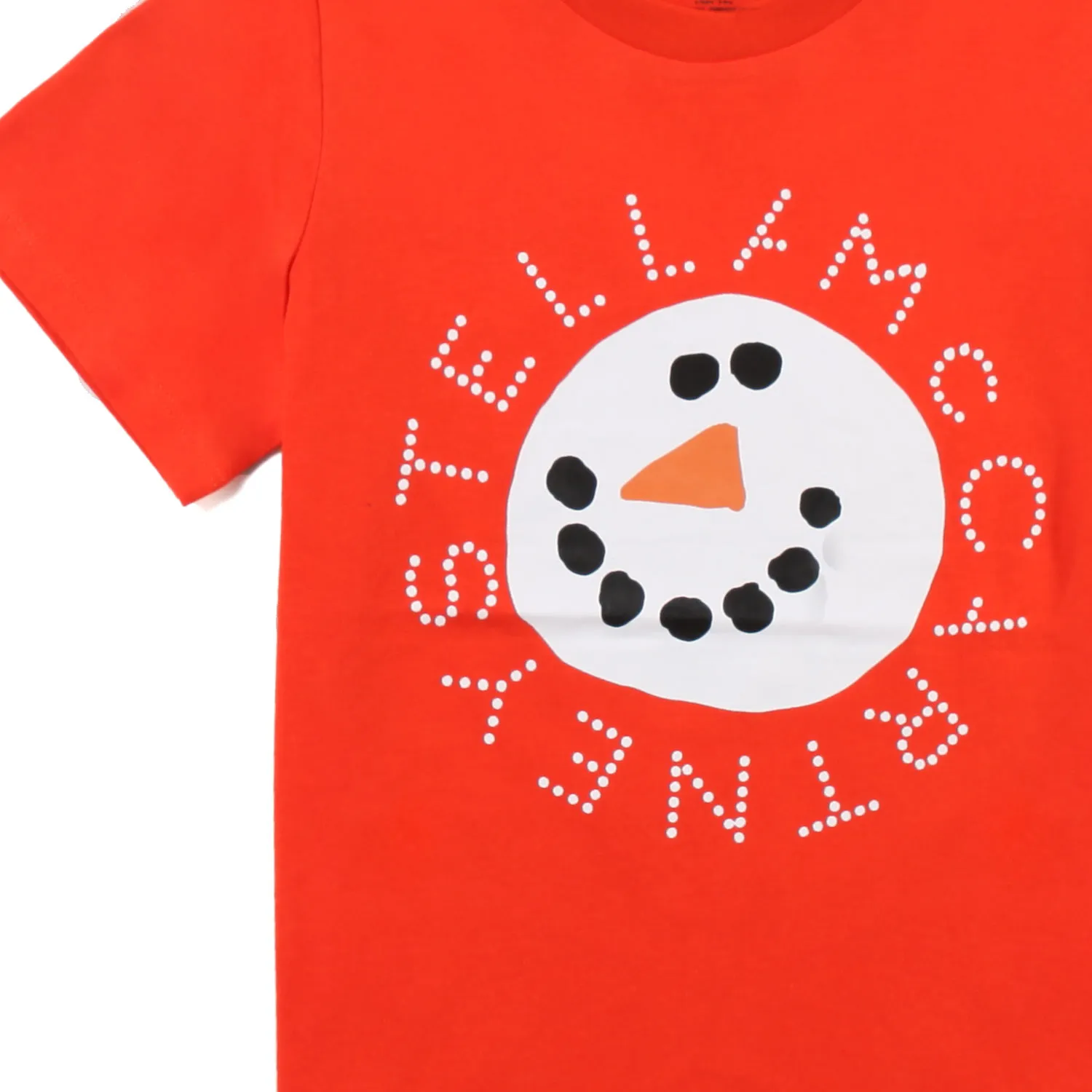 T-Shirt Unisex Arancione Con Pupazzo Di Neve