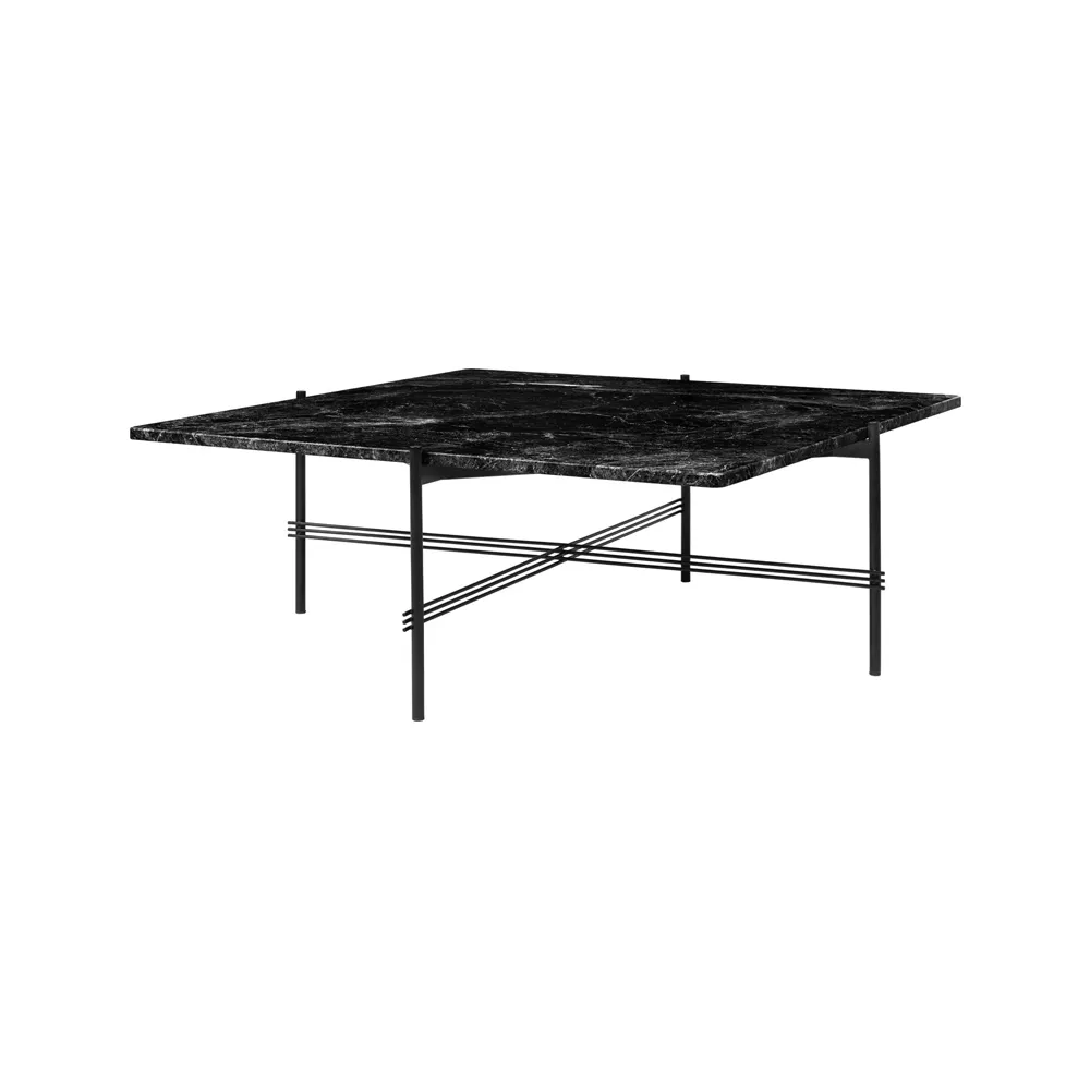 Tavolino TS Square.iq{font-size:18px}marmo nero Marquina, 80x80 cm, base nera